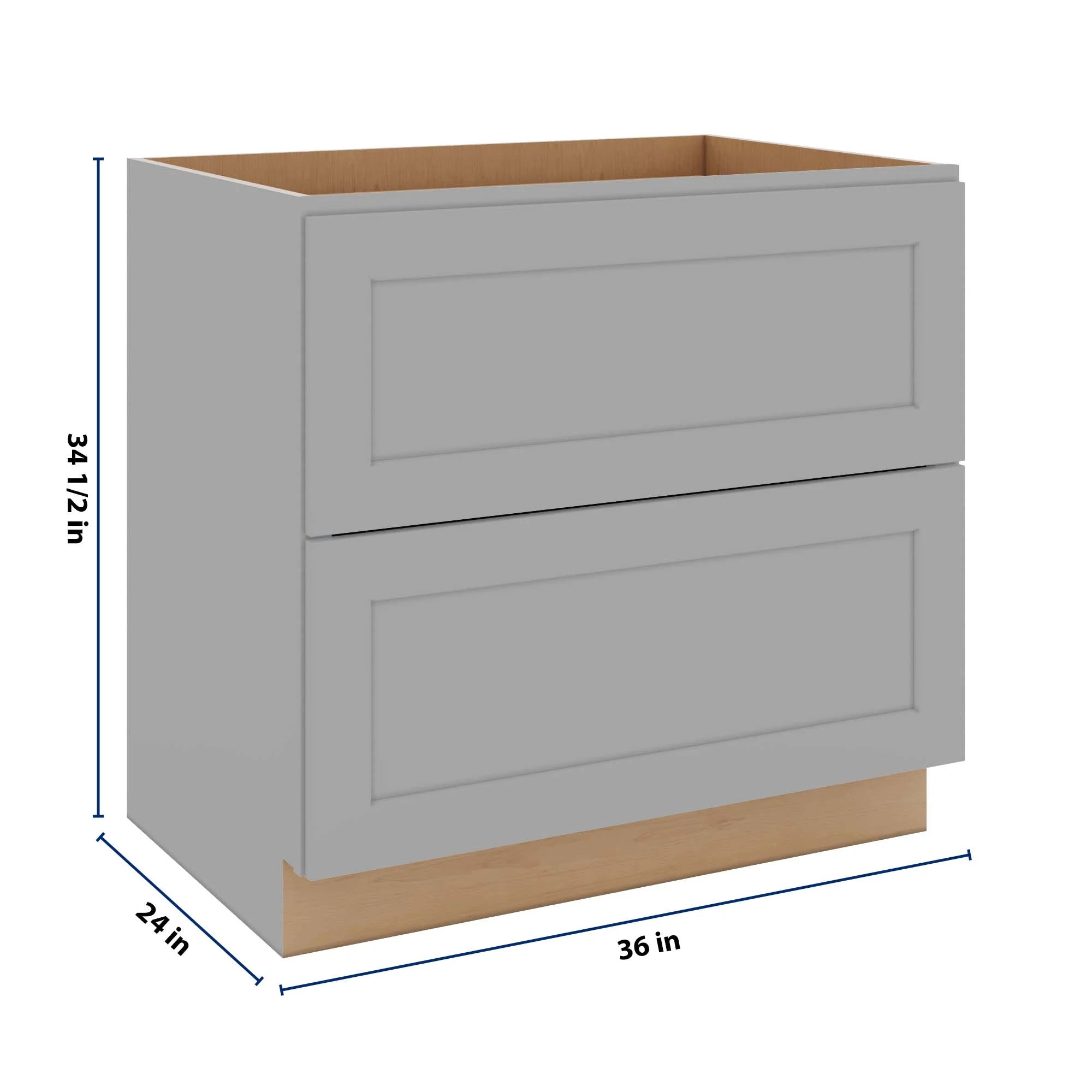 J&K Castle Grey S5 Base w/2 Drawers - 36" W