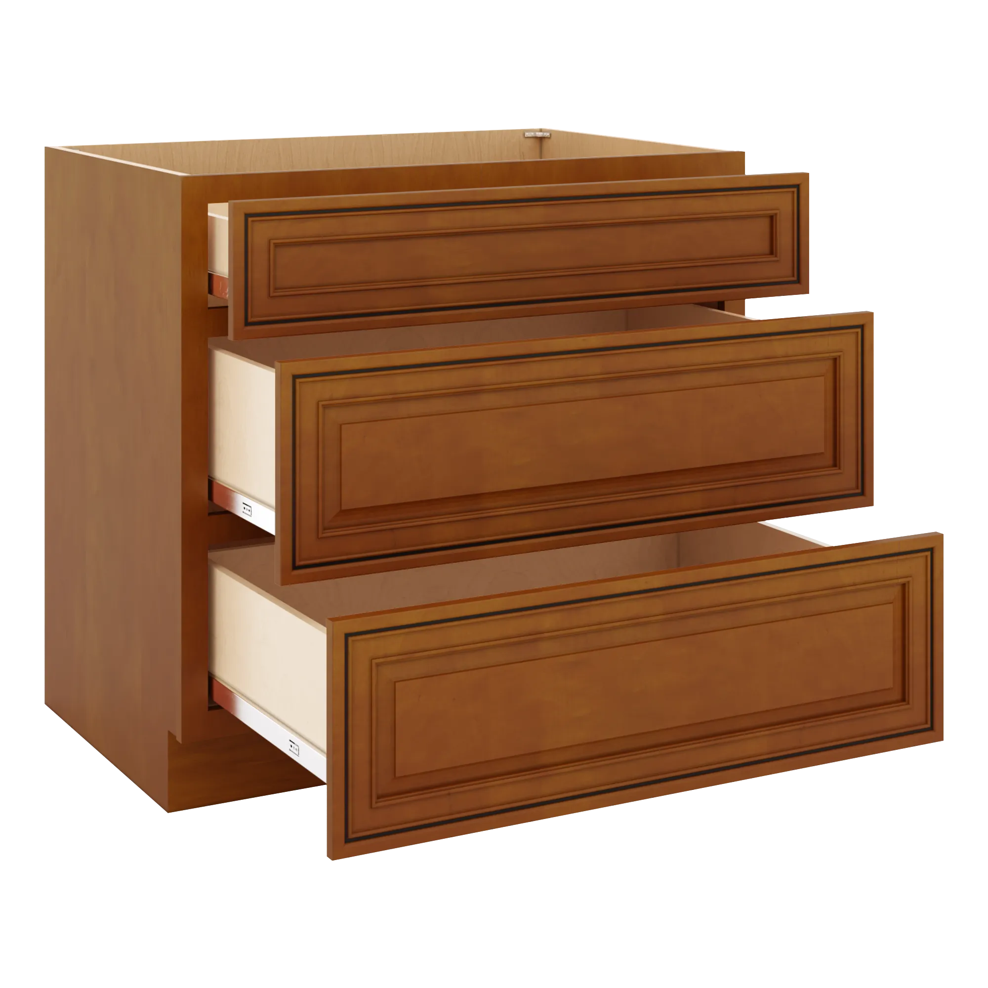 j k mocha glazed k10 base w 3 drawers 36 w