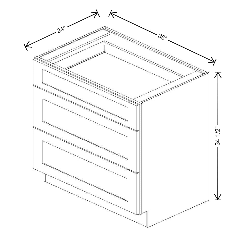 Fabuwood Value Premium Hallmark Frost 36" W X 34 1/2" H X 24" D 3 Drawer Base Cabinet