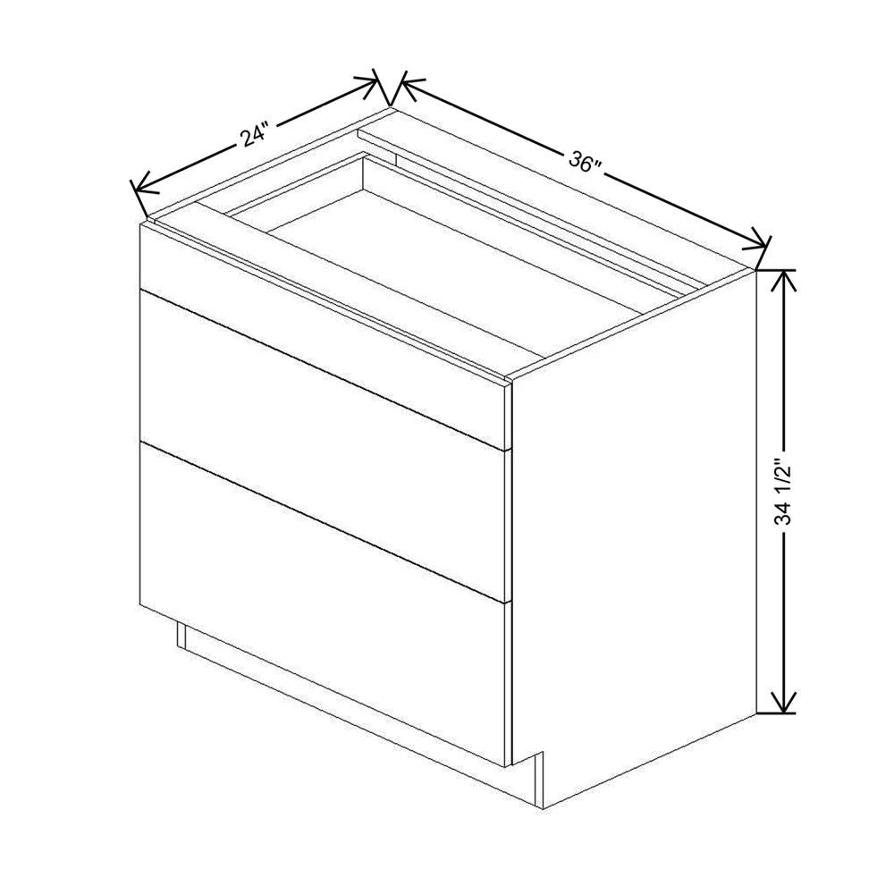 CNC Classic Milano Ash 36" W 3 Drawer Base Cabinet