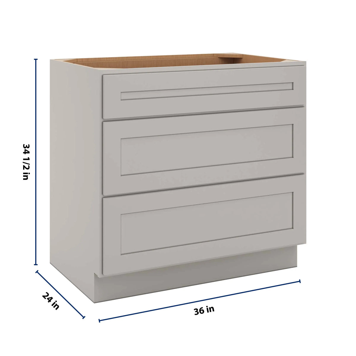 CNC Luxor 5-Piece Misty Grey 36" W 3 Drawer Base Cabinet