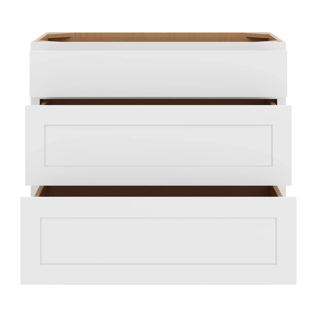 cnc luxor white 36 w 3 drawer base cabinet
