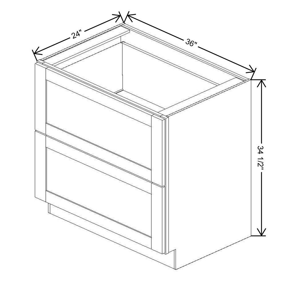 Fabuwood Allure Galaxy Nickel 36" W X 34 1/2" H X 24" D 3 Drawer Base Cabinet