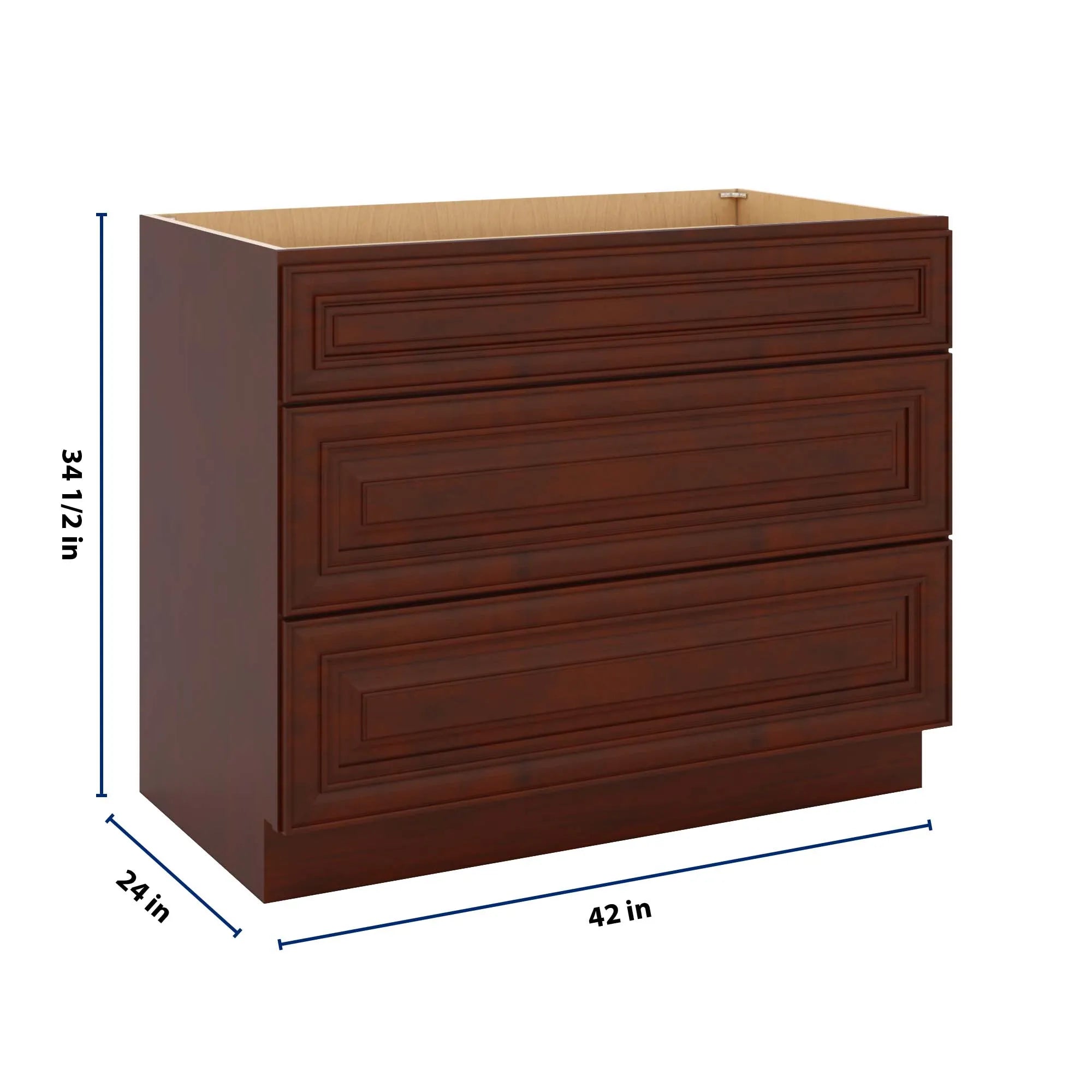 J&K Mahogany J5 Base w/3 Drawers - 42" W