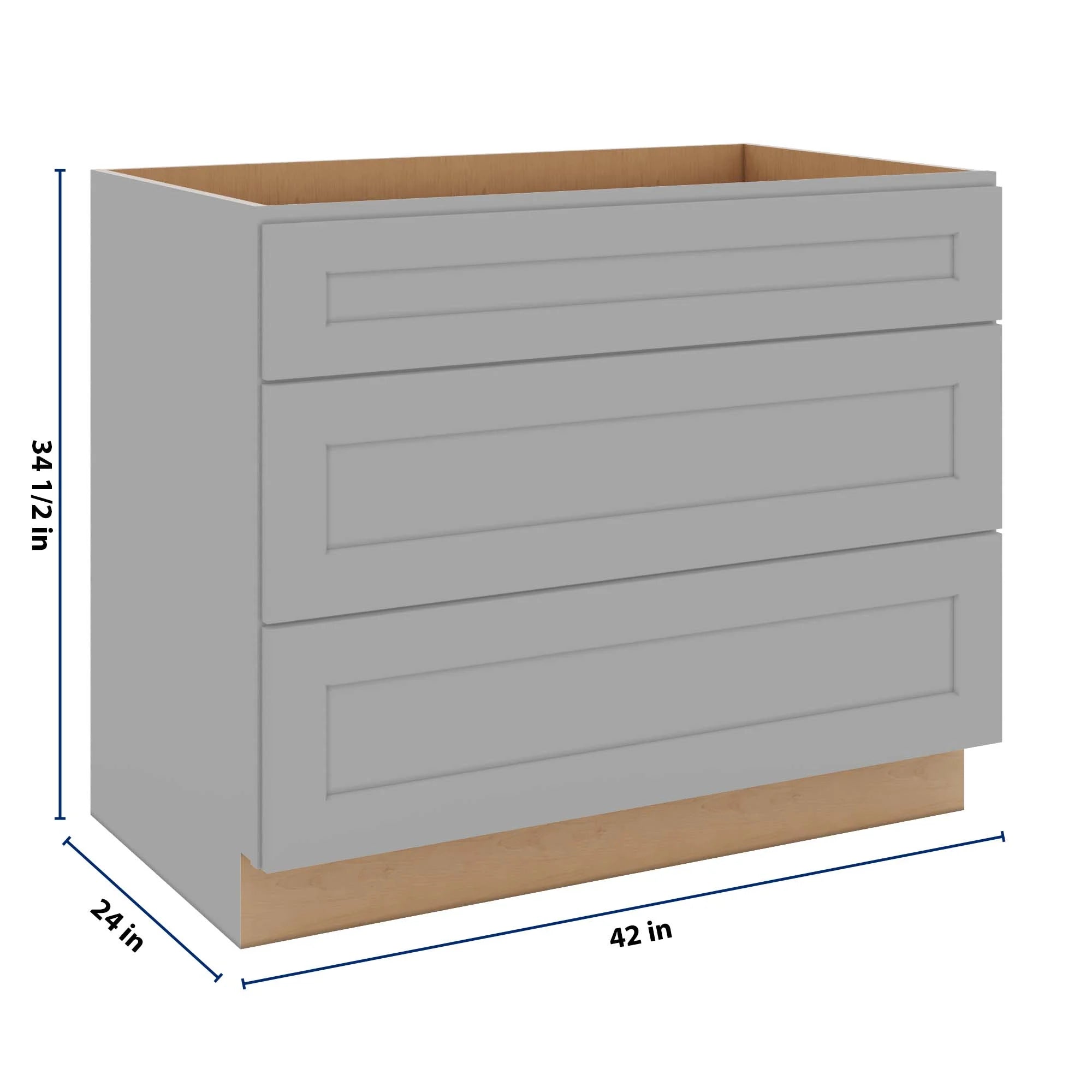 J&K Castle Grey S5 Base w/3 Drawers - 42" W