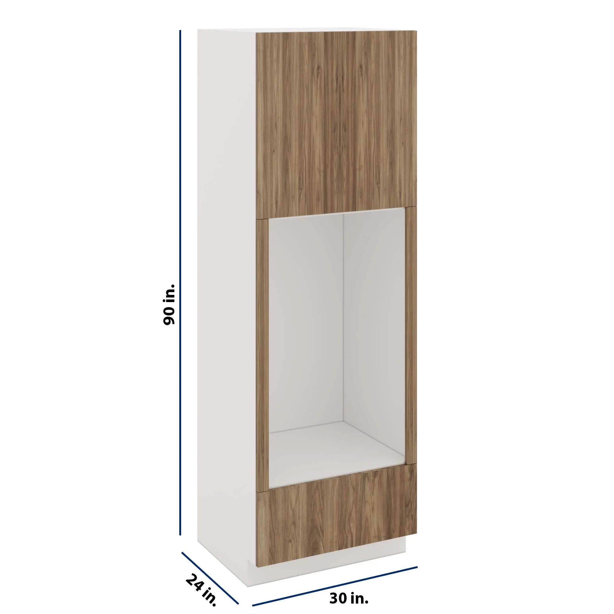 Modernform Cabinet Walnut 30" W X 90" H X 24" D Tall Double Oven Cabinet