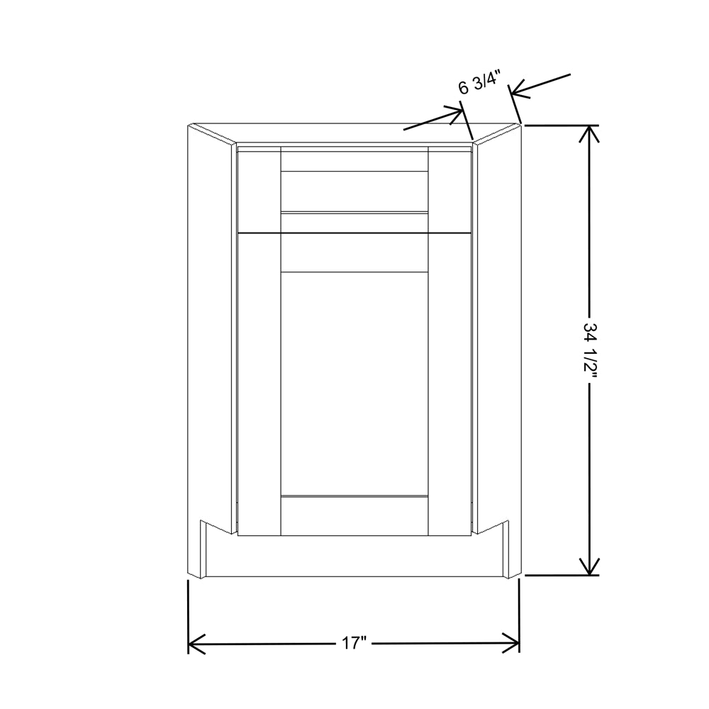 Fabuwood Allure Fusion Oyster 36"W Corner Sink Front