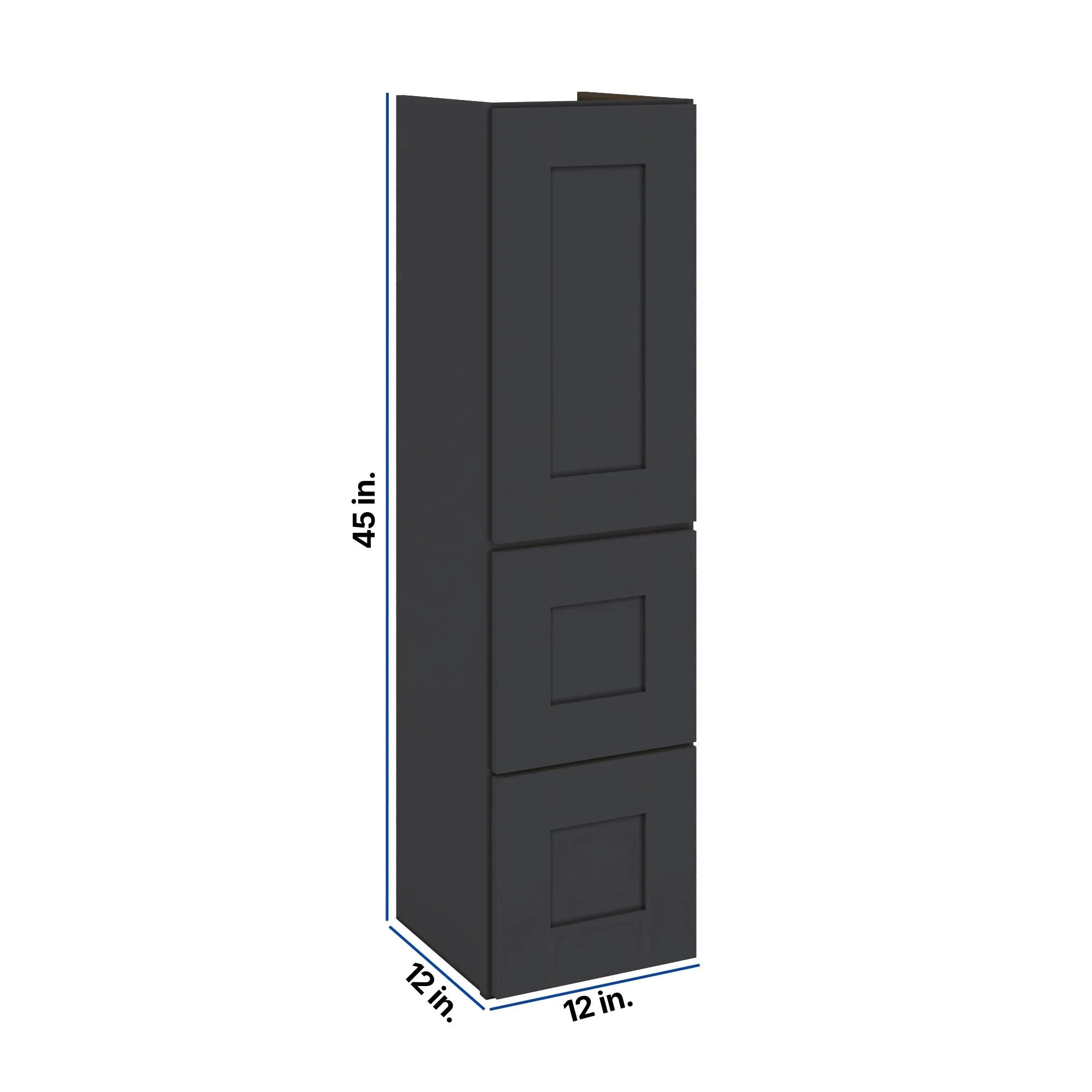 Modernform Cabinet Onyx Black Shaker 12" W X 45" H X 12" D Vanity Countertop Linen Cabinet