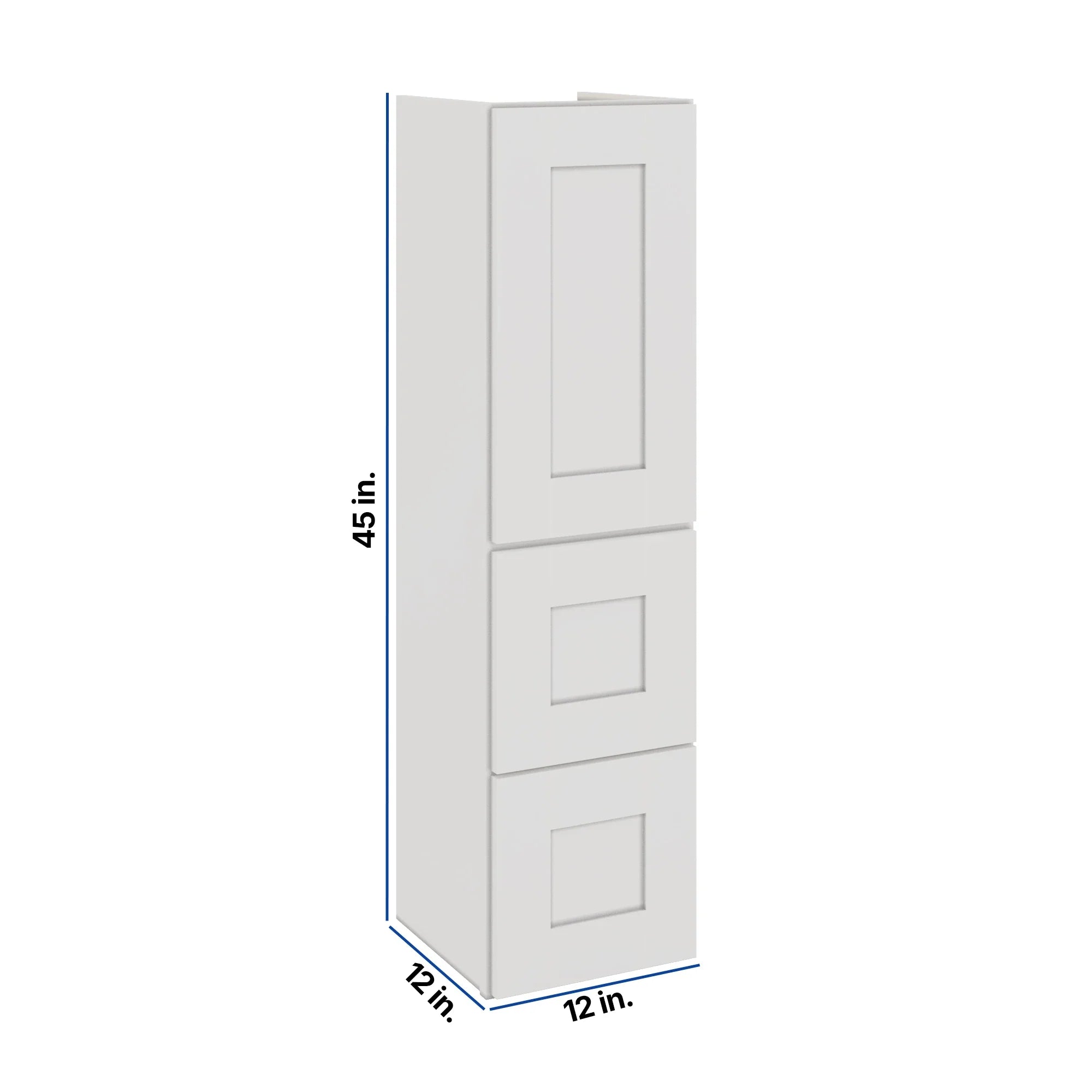 Modernform Cabinet White Shaker 12" W X 45" H X 12" D Vanity Countertop Linen Cabinet