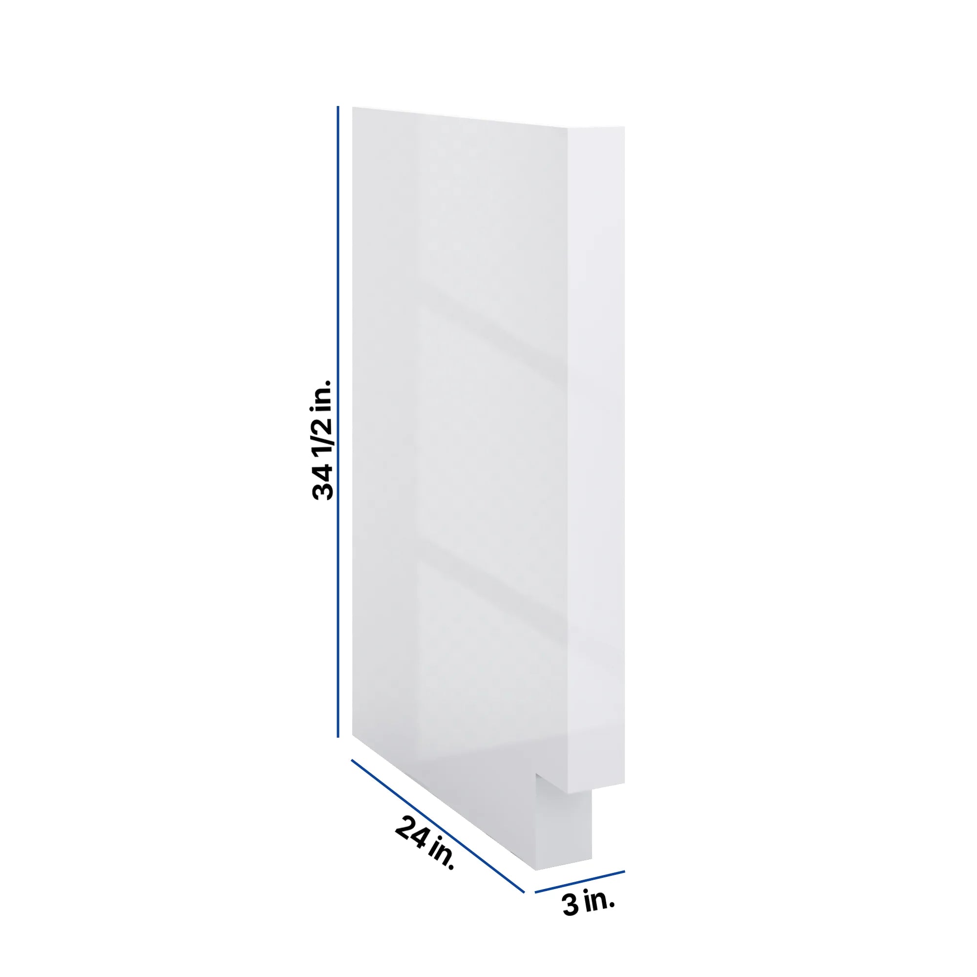 Modernform Cabinet Gloss White 3" W X 34 1/2" H X 24" D Base Dishwasher End Panel