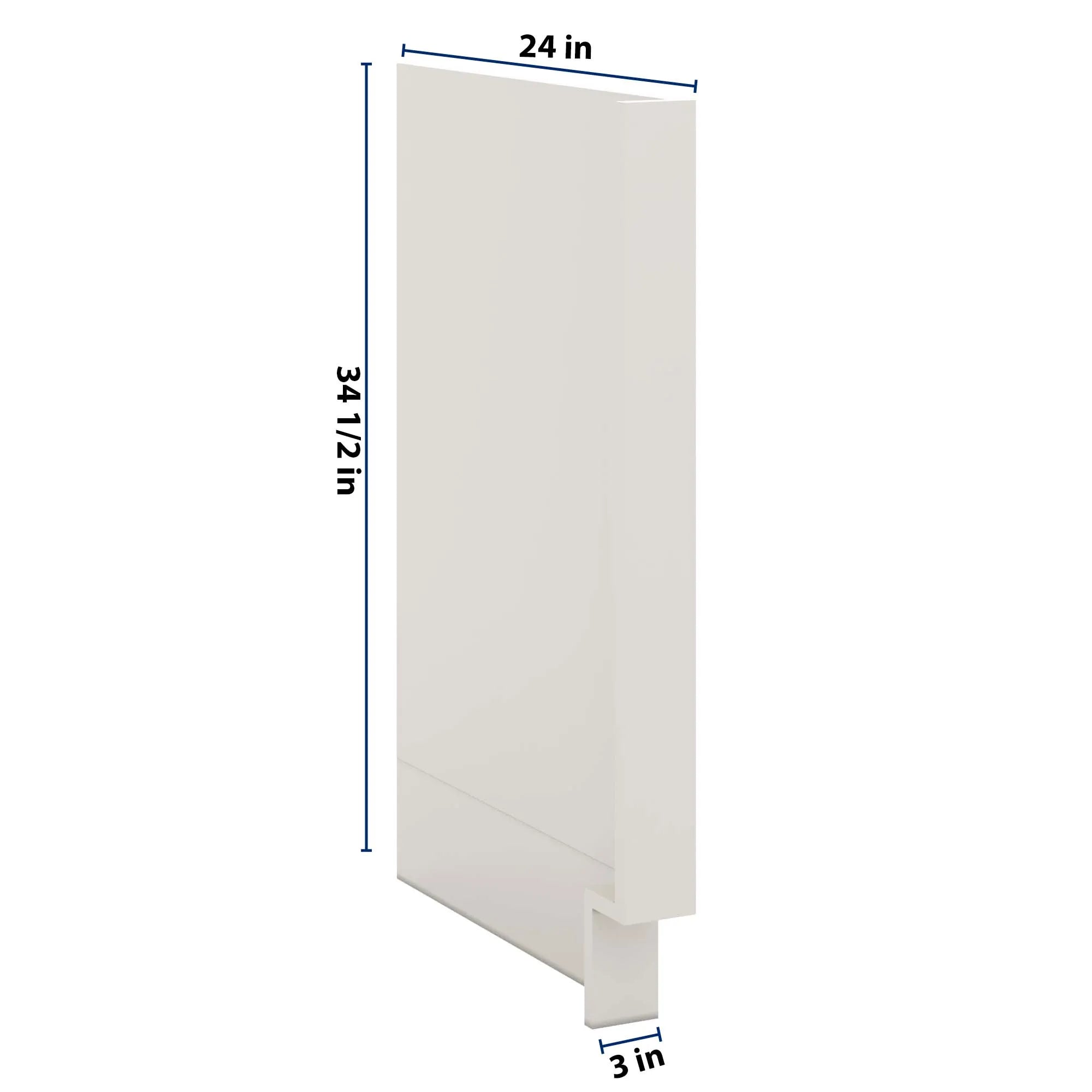 J&K Dove E1 Dishwasher Panel w/Return Filler 3" W x 34 1/2" H x 24" D