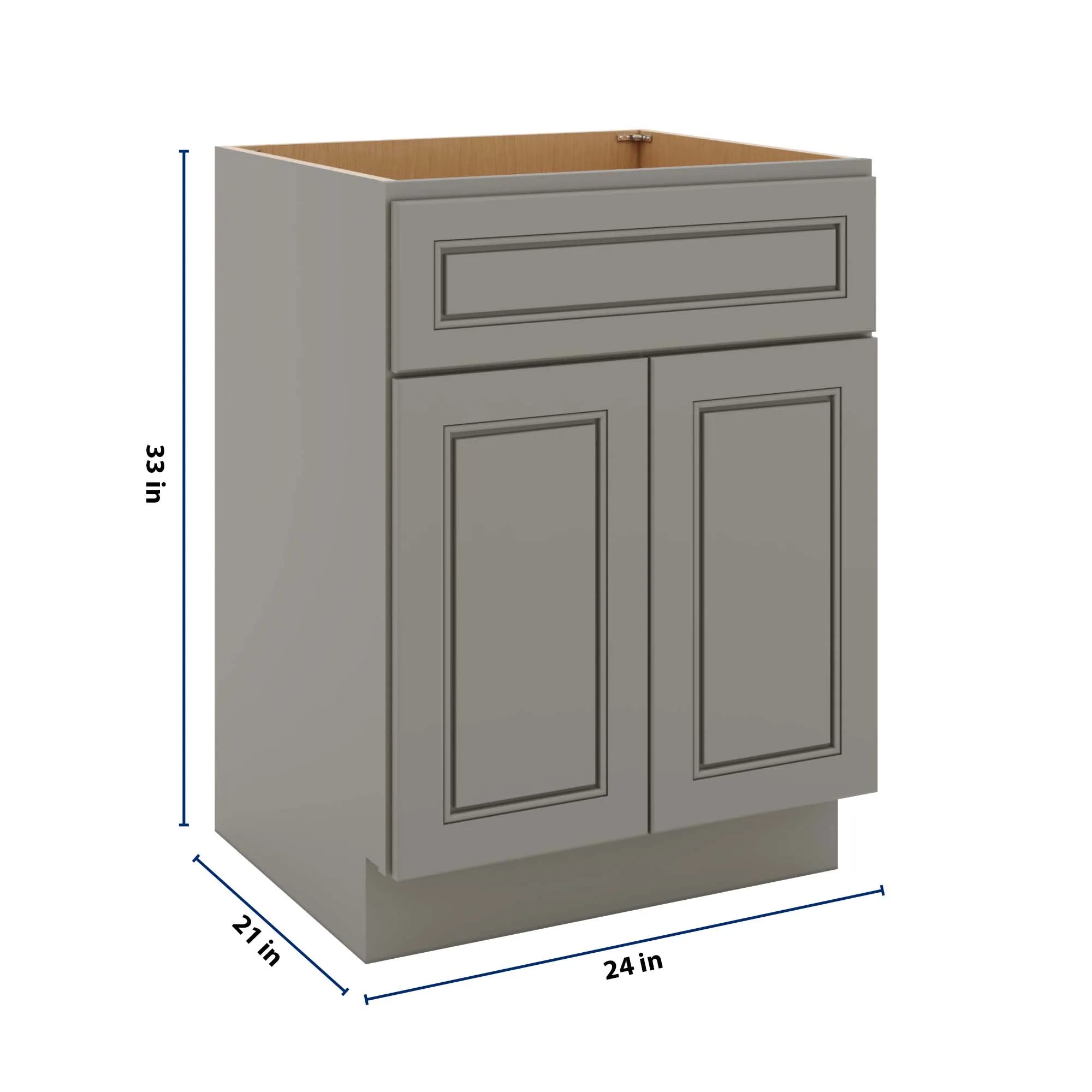 J&K Greige K3 Vanity Base Sink Door/False Drawer 24" W x 33" H x 21" D