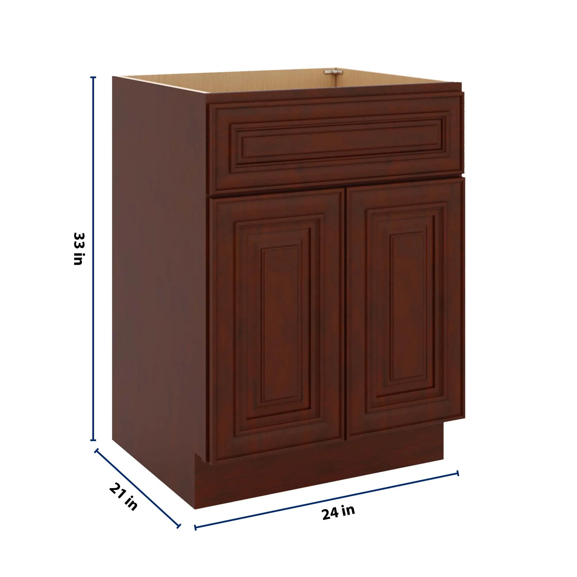 J&K Mahogany J5 Vanity Base Sink Door/False Drawer 24" W x 33" H x 21" D