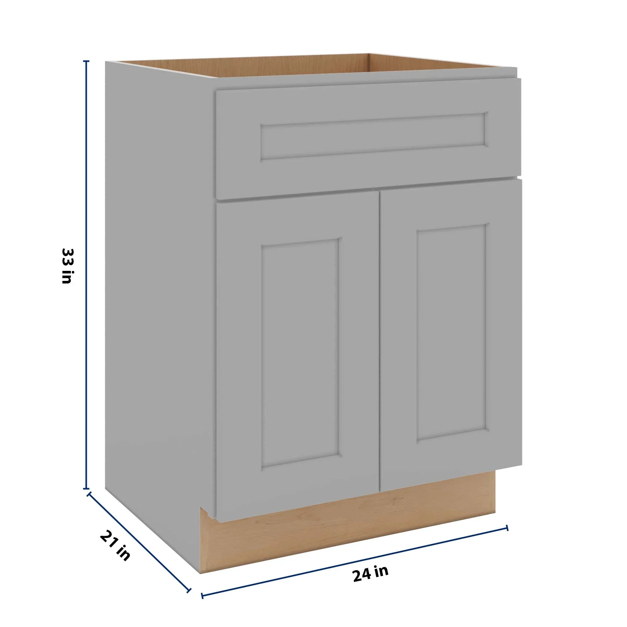 J&K Castle Grey S5 Vanity Base Sink Door/False Drawer 24" W x 33" H x 21" D
