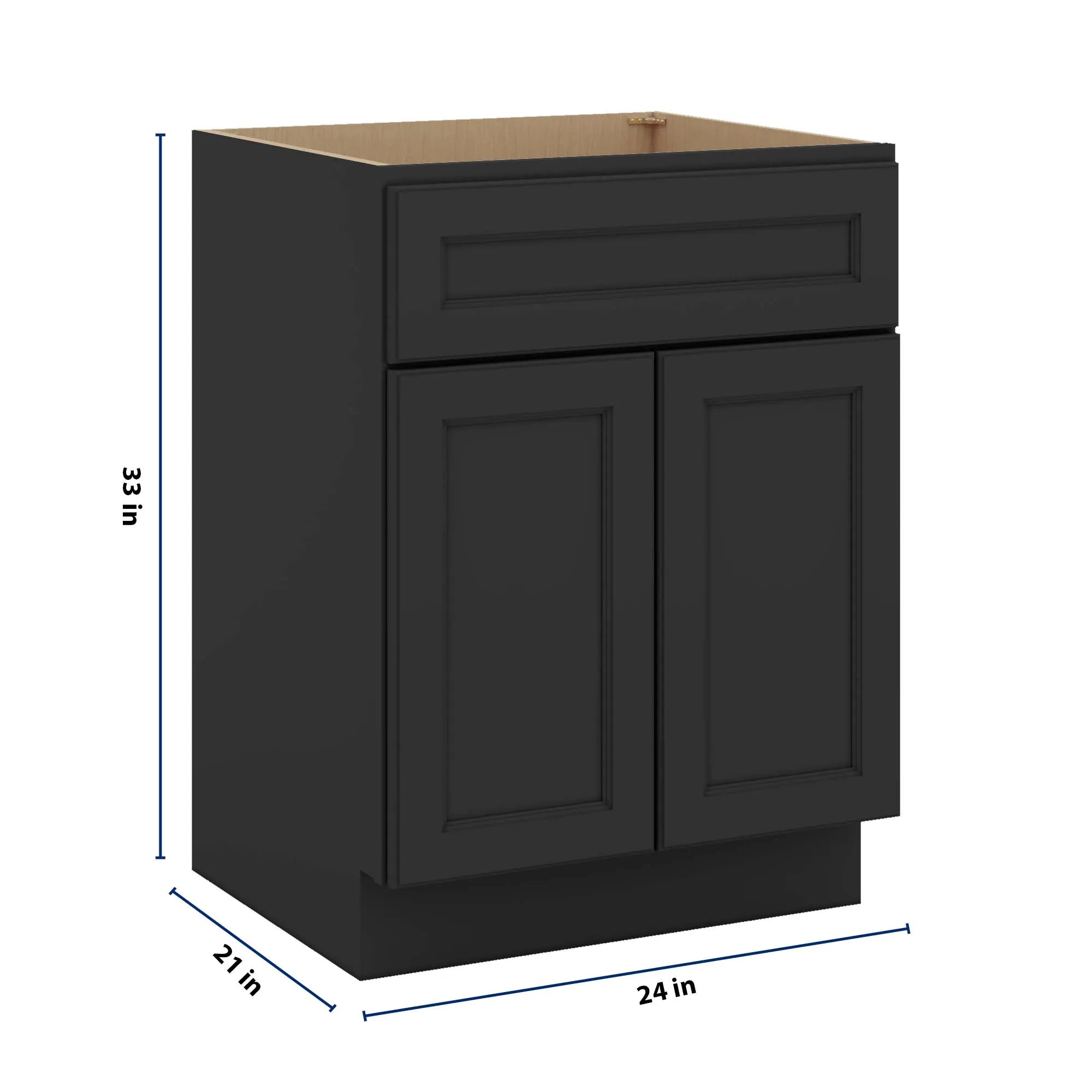 J&K Charcoal E2 Vanity Base Sink Door/False Drawer 24" W x 33" H x 21" D