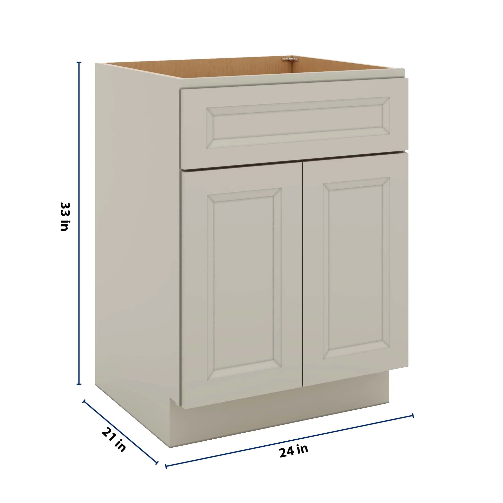J&K Pebble B6 Vanity Base Sink Door/False Drawer 24" W x 33" H x 21" D