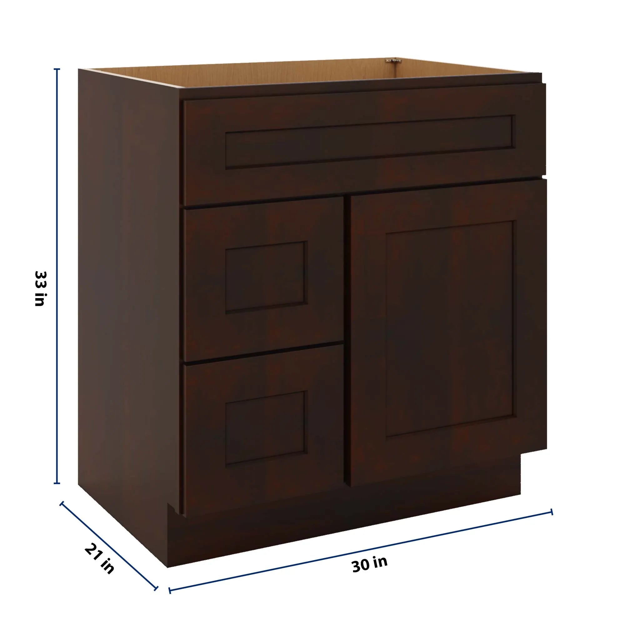 J&K Java Coffee S1 Vanity Sink Combo 30" W x 33" H x 21" D