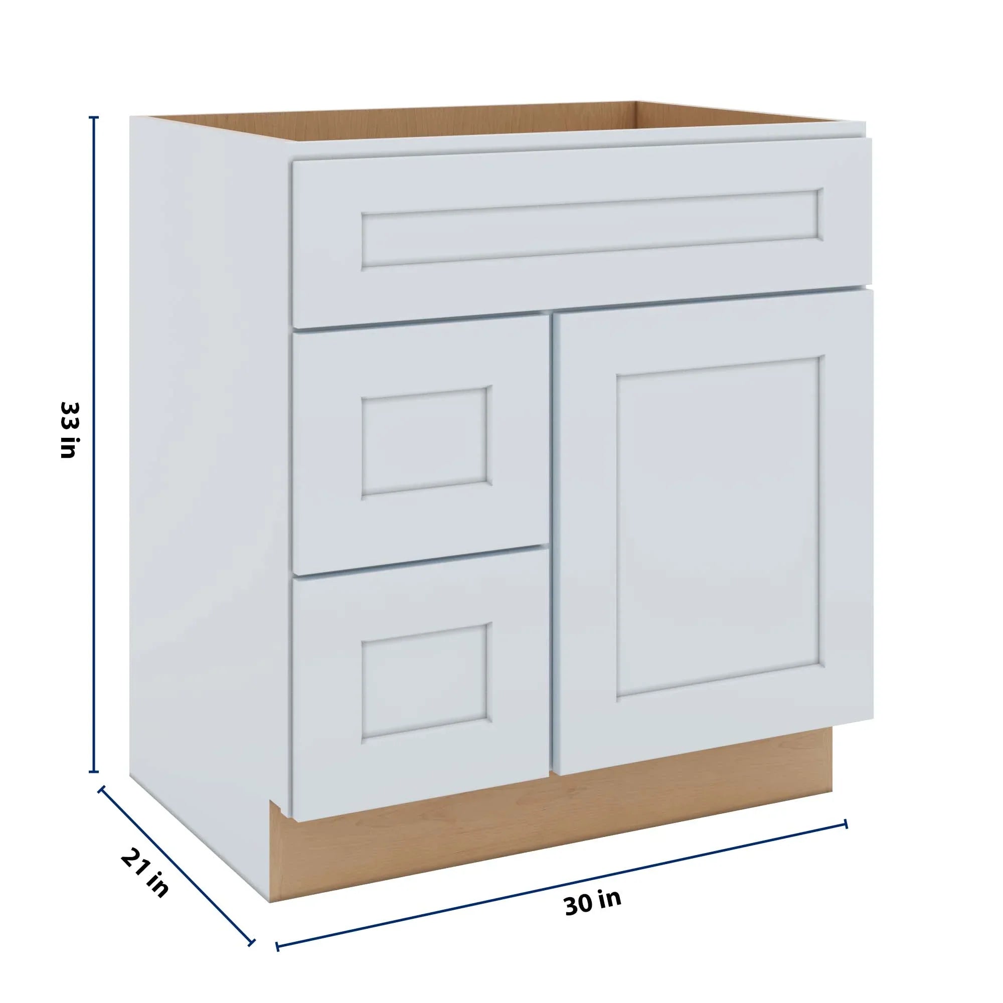 J&K White Shaker S8 Vanity Sink Combo 30" W x 33" H x 21" D
