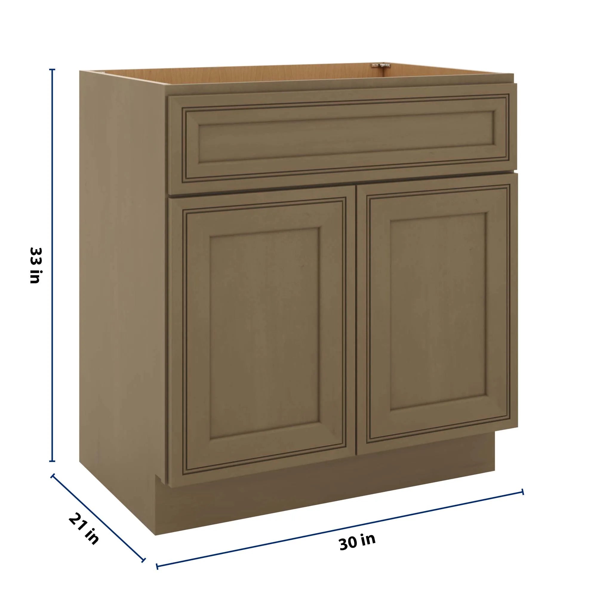 J&K Hazel H8 Vanity Base Sink Door/False Drawer 30" W x 33" H x 21" D