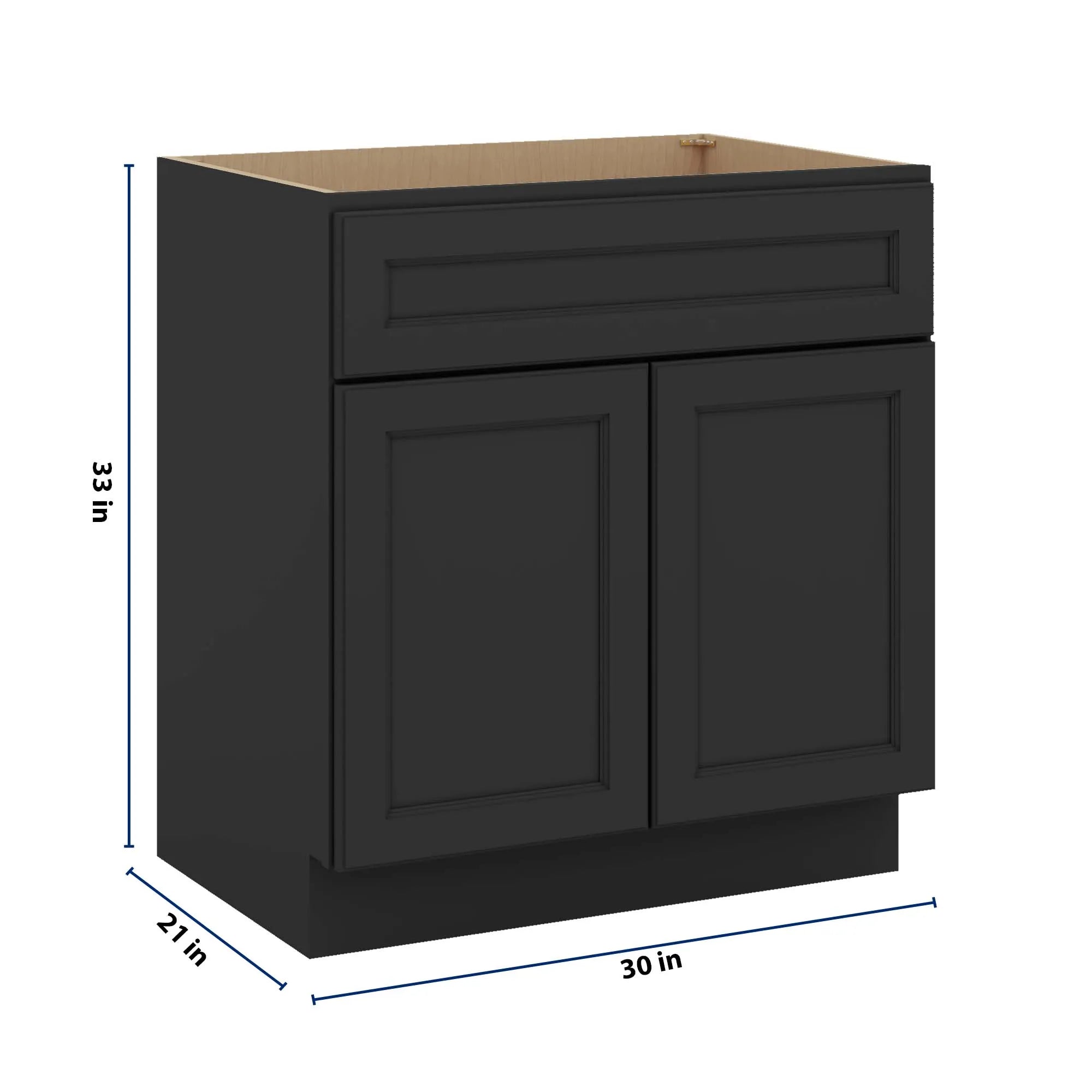 J&K Charcoal E2 Vanity Base Sink Door/False Drawer 30" W x 33" H x 21" D