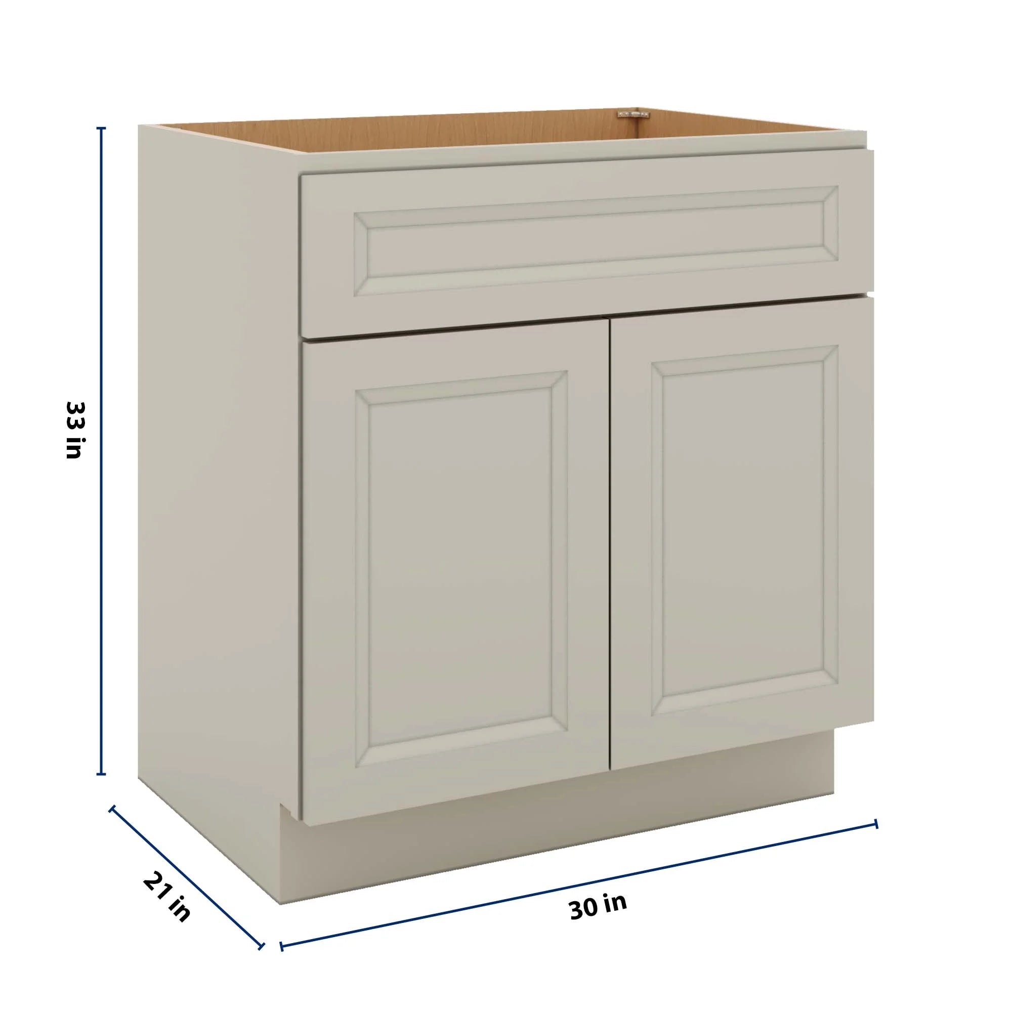 J&K Pebble B6 Vanity Base Sink Door/False Drawer 30" W x 33" H x 21" D