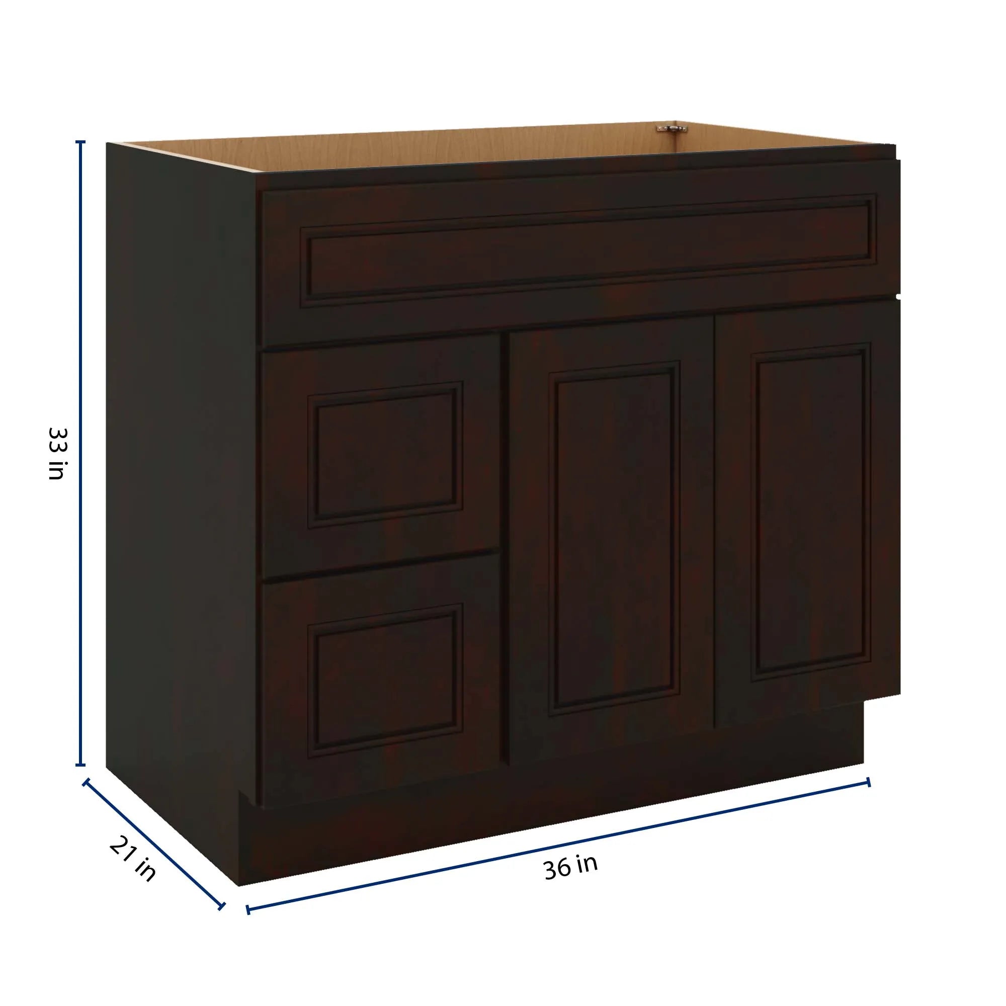 J&K Espresso K8 Vanity Sink Combo 36" W x 33" H x 21" D