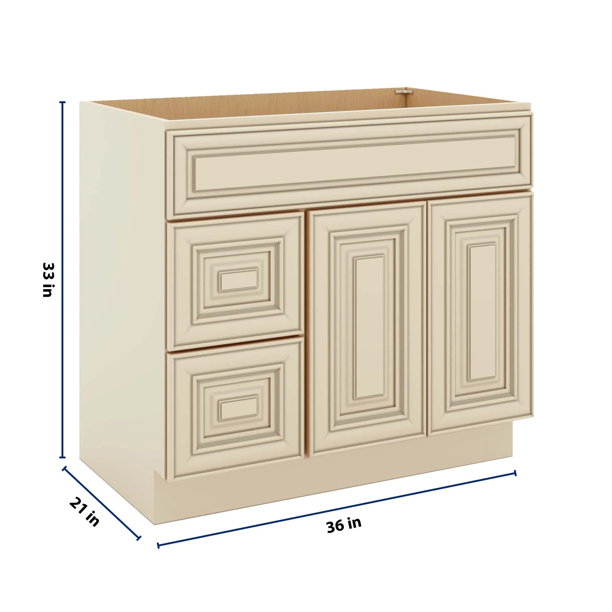J&K Creme Glazed A7 Vanity Sink Combo 36" W x 33" H x 21" D