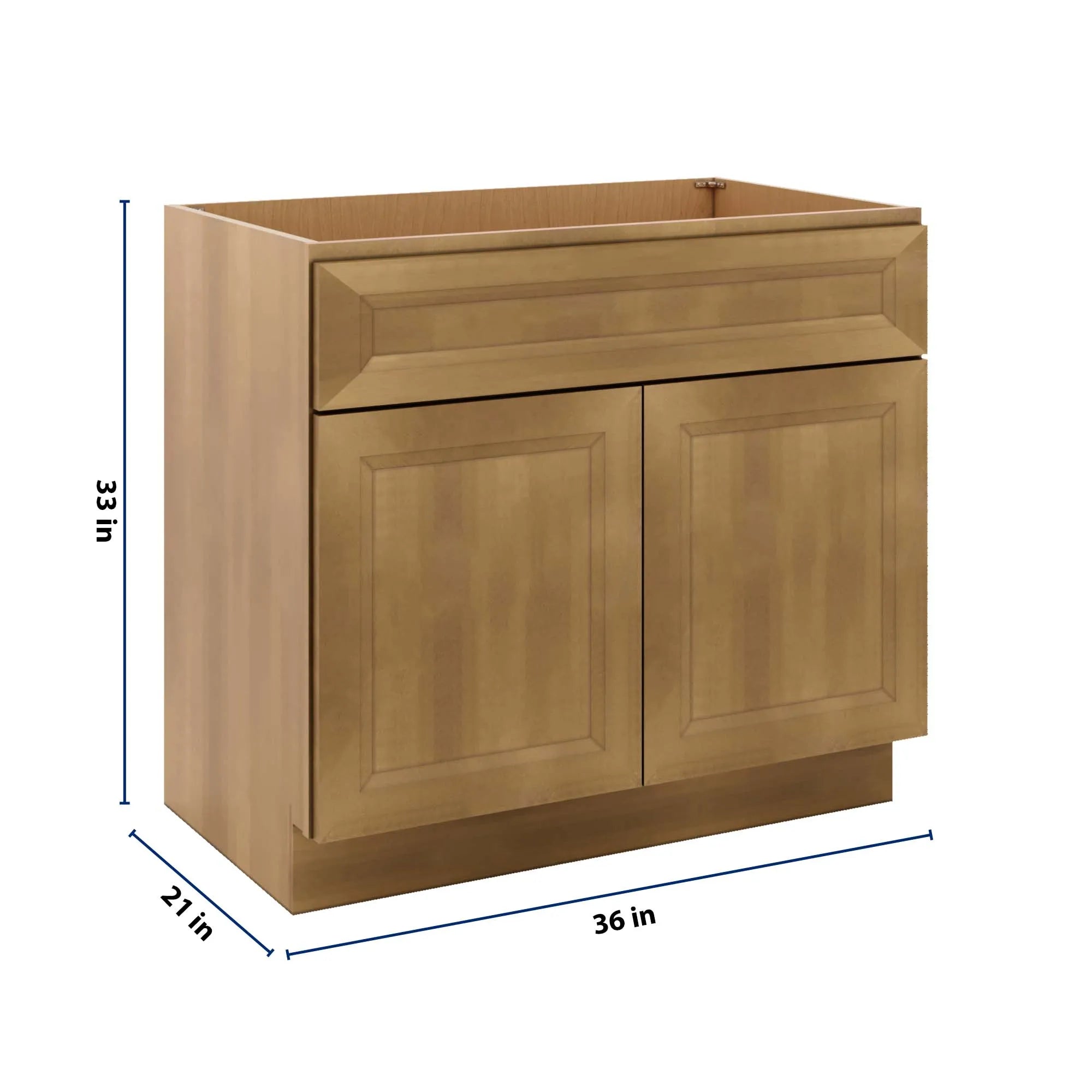 J&K Butterscotch B8 Vanity Base Sink Door/False Drawer 36" W x 33" H x 21" D