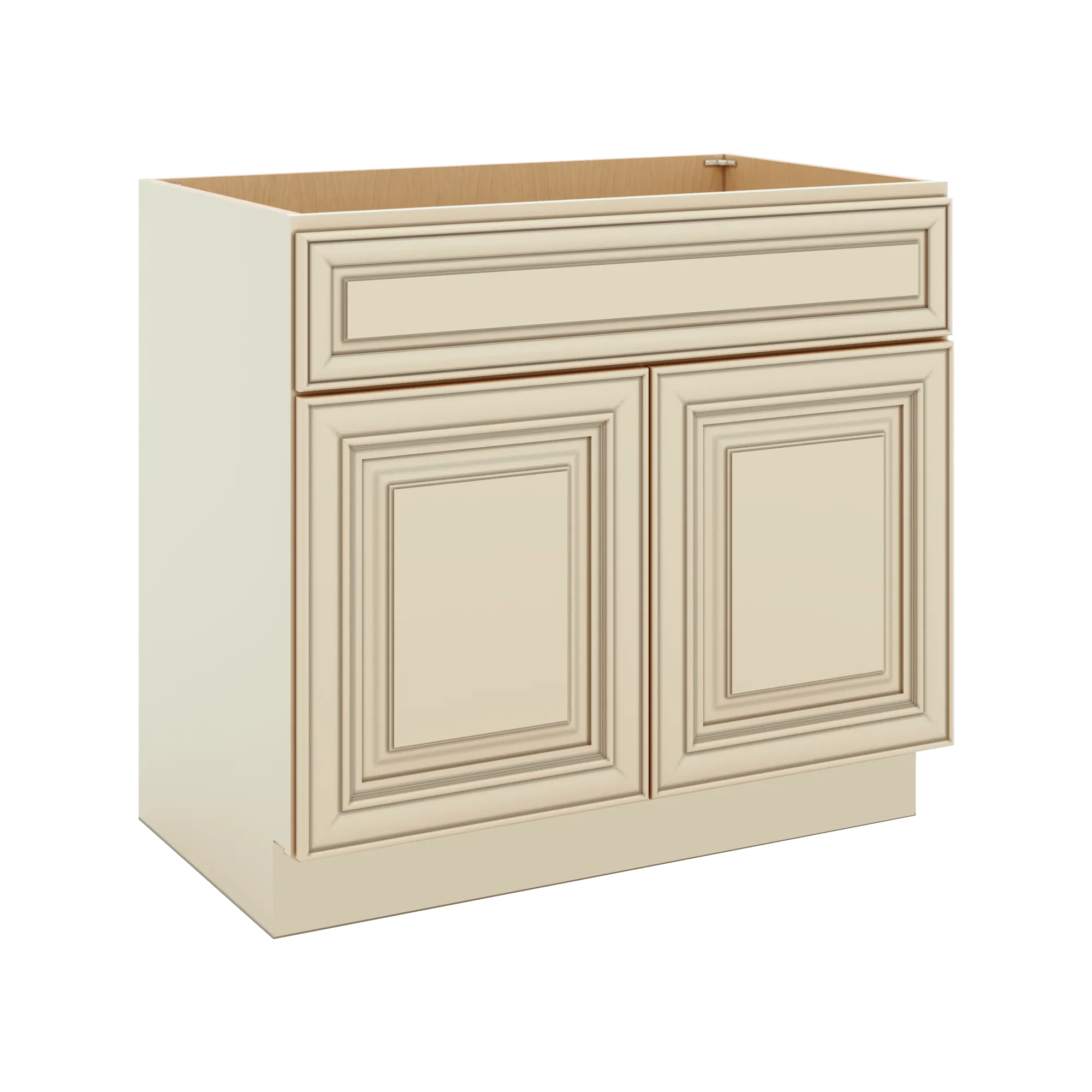J&K Creme Glazed A7 Vanity Base Sink Door/False Drawer 36" W x 33" H x 21" D