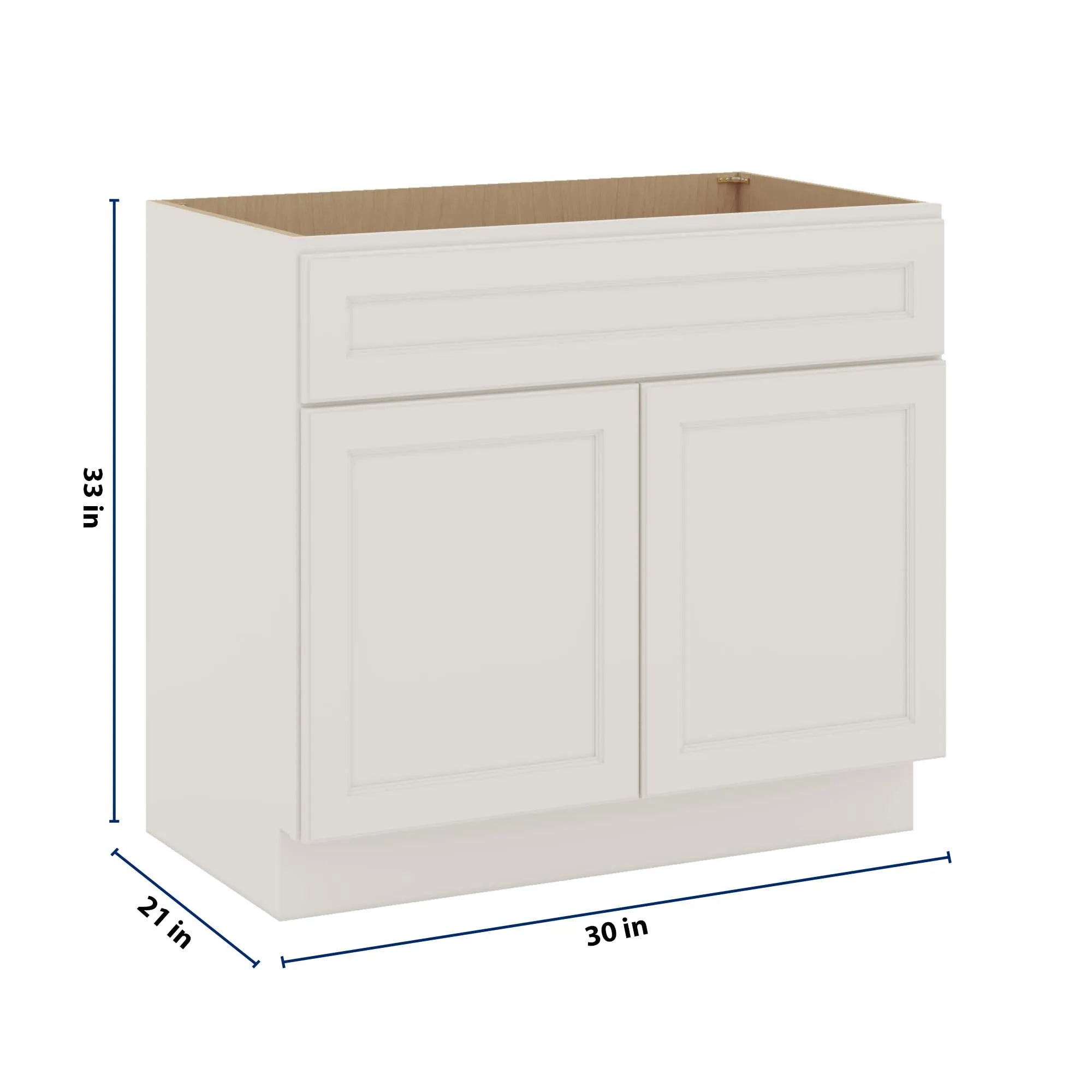 J&K Dove E1 Vanity Base Sink Door/False Drawer 36" W x 33" H x 21" D