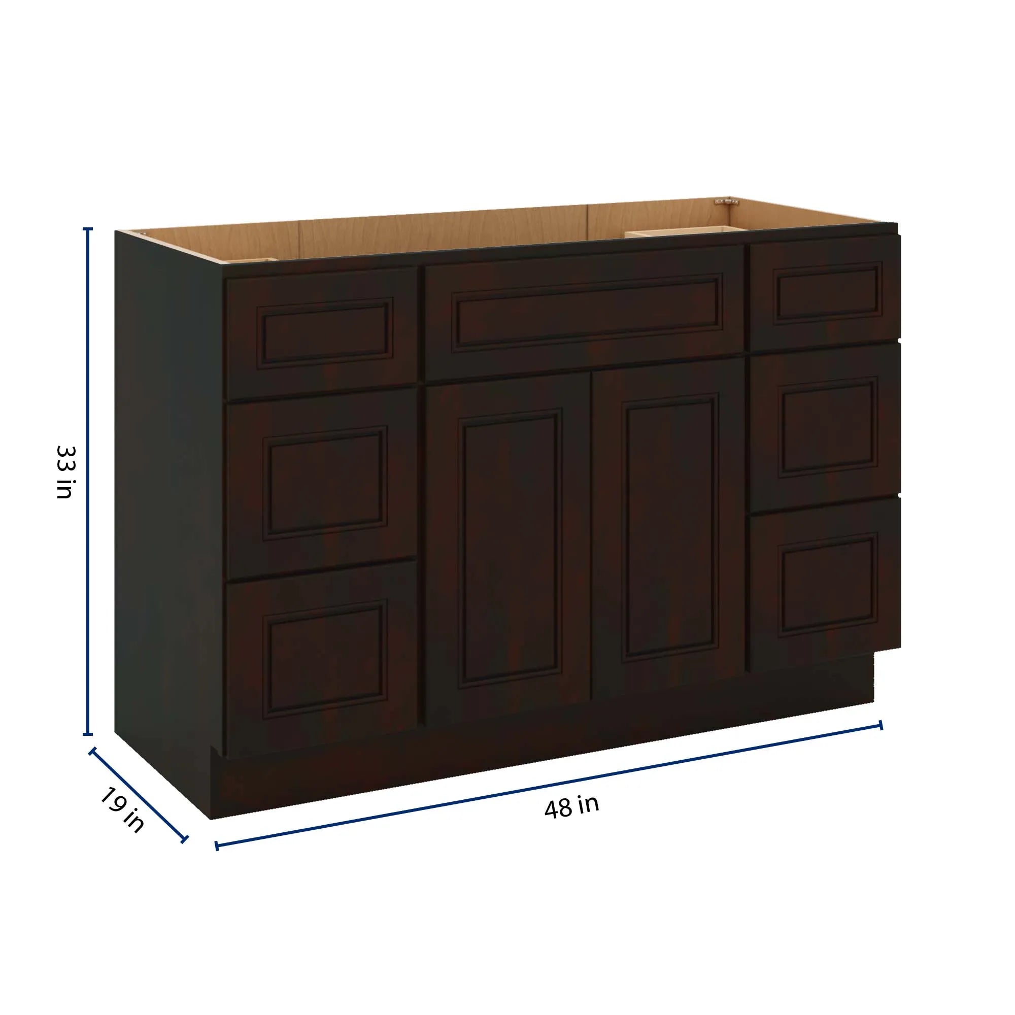 J&K Espresso K8 Vanity Sink Combo 48" W x 33" H x 21" D