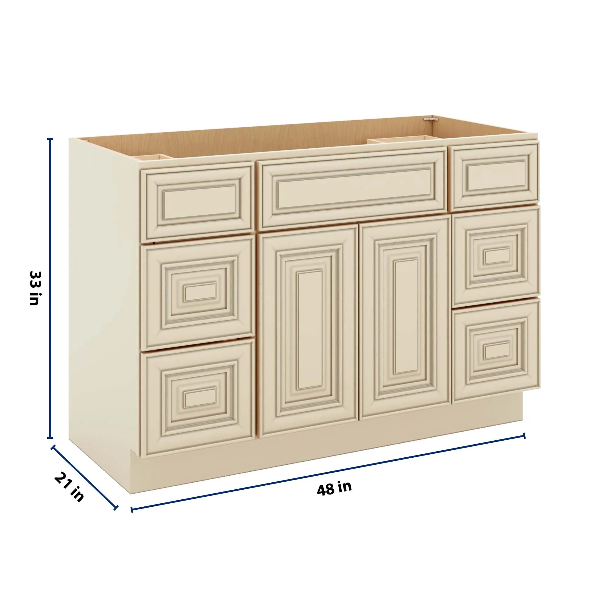 J&K Creme Glazed A7 Vanity Sink Combo 48" W x 33" H x 21" D