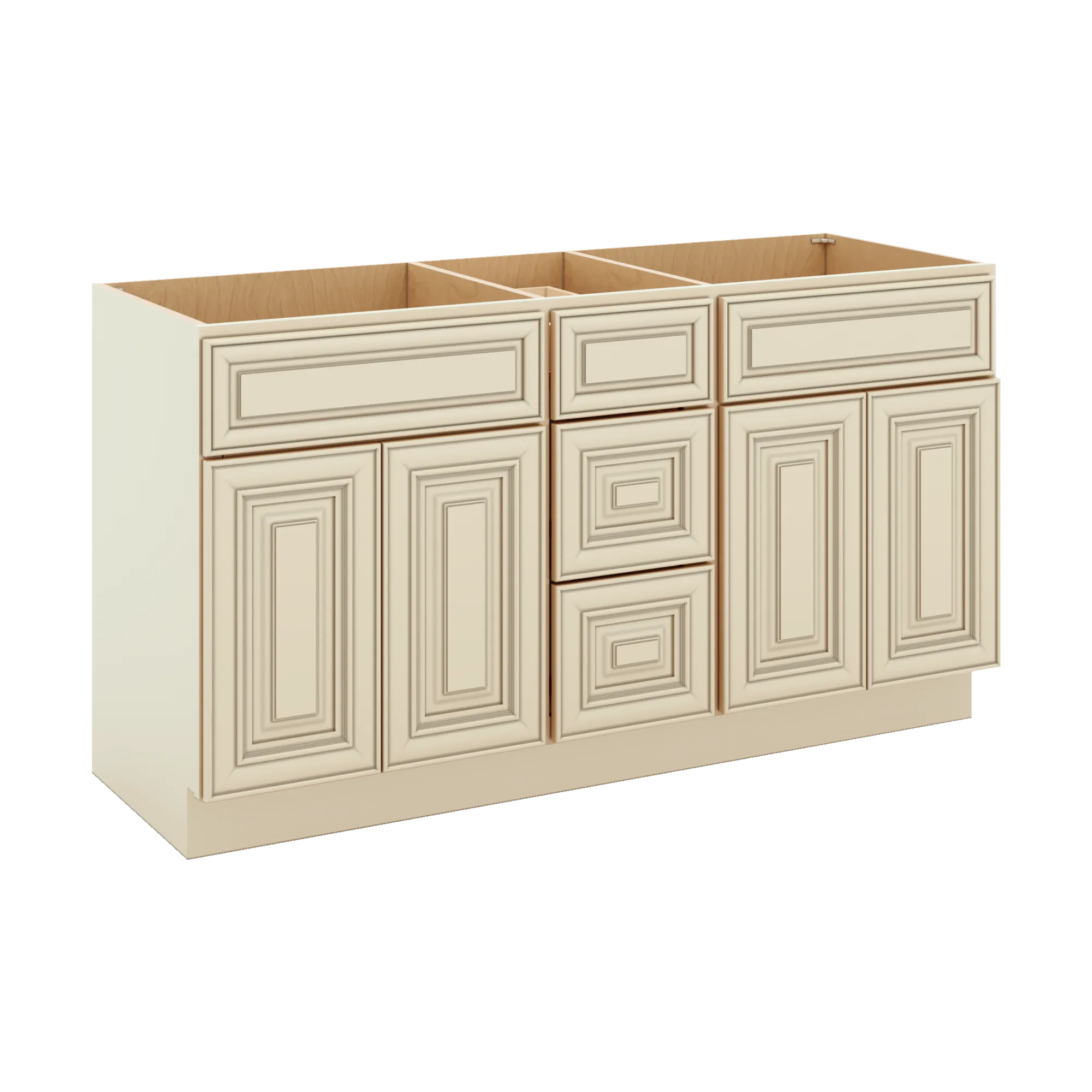 J&K Creme Glazed A7 Vanity Sink Combo 60" W x 33" H x 21" D