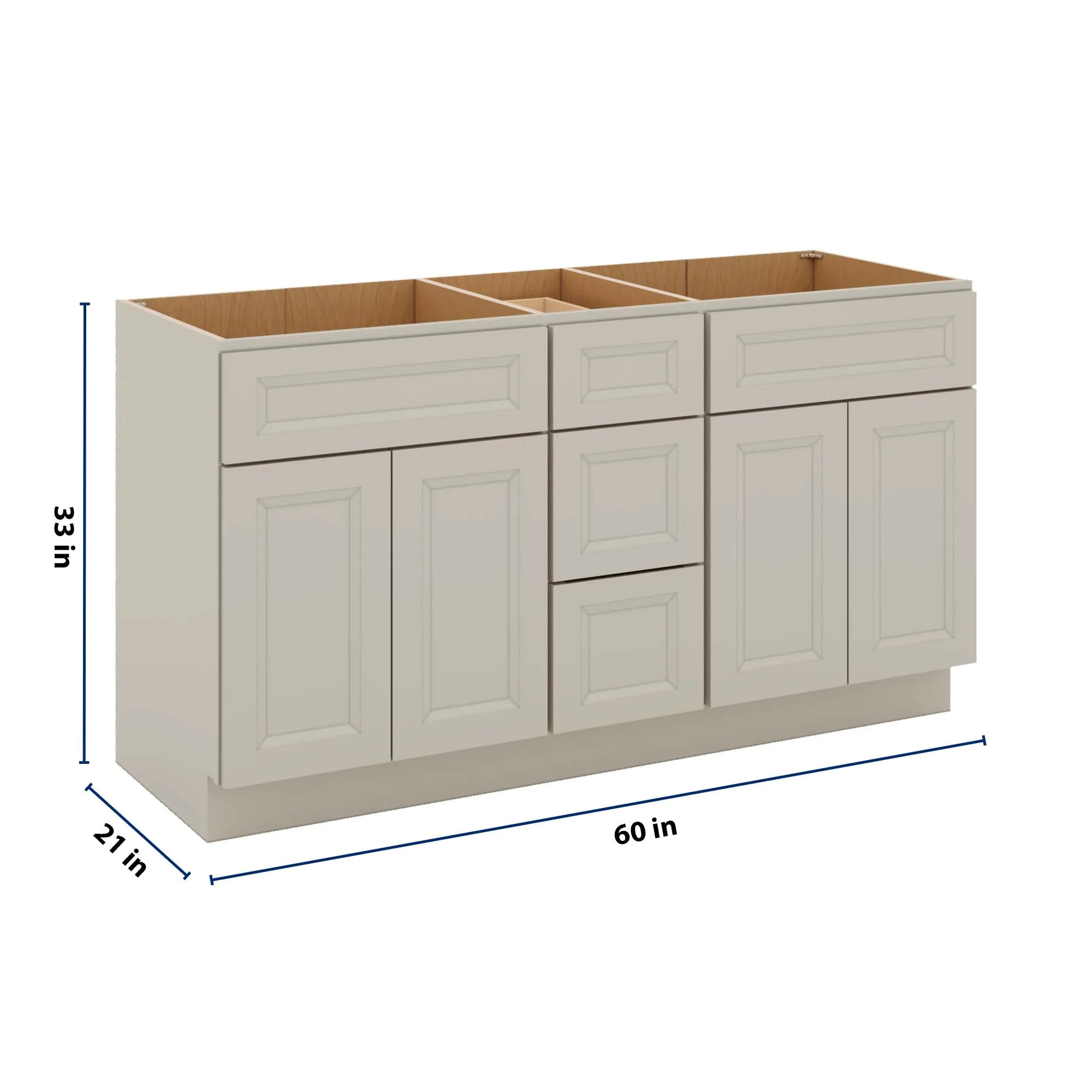 J&K Pebble B6 Vanity Sink Combo 60" W x 33" H x 21" D