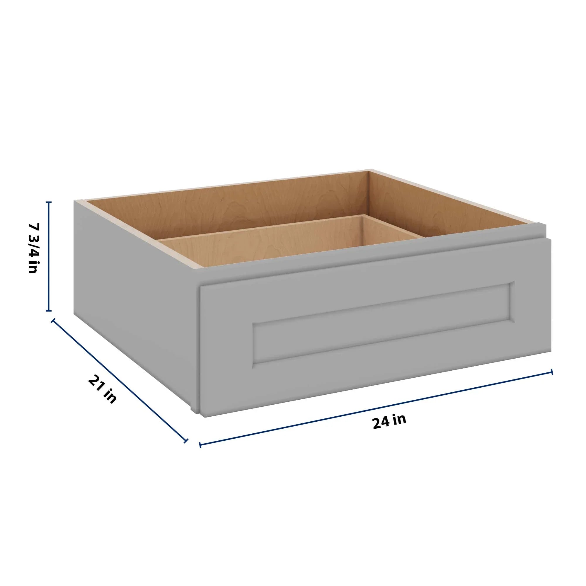 J&K Castle Grey S5 24" W x 7-1/2" H or 8-1/2" H Knee Drawer