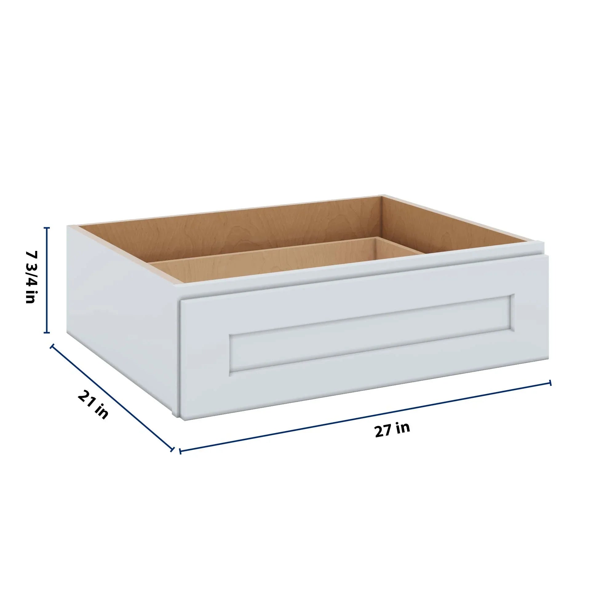 J&K White Shaker S8 27" W x 7-1/2" H or 8-1/2" H Knee Drawer