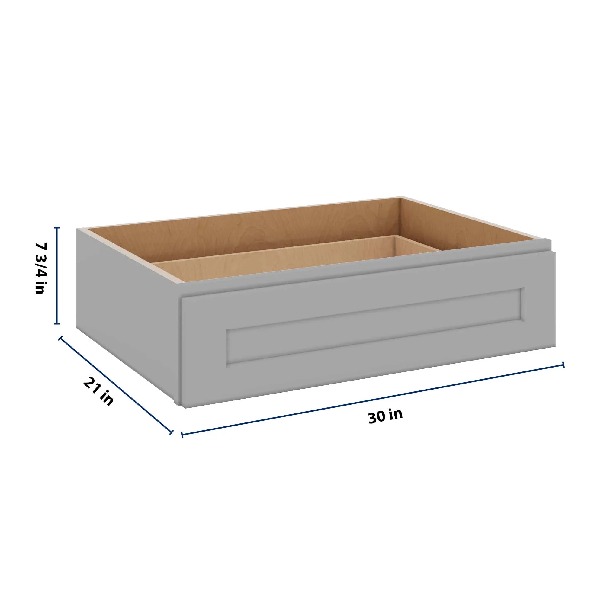 J&K Castle Grey S5 30" W x 7-1/2" H or 8-1/2" H Knee Drawer