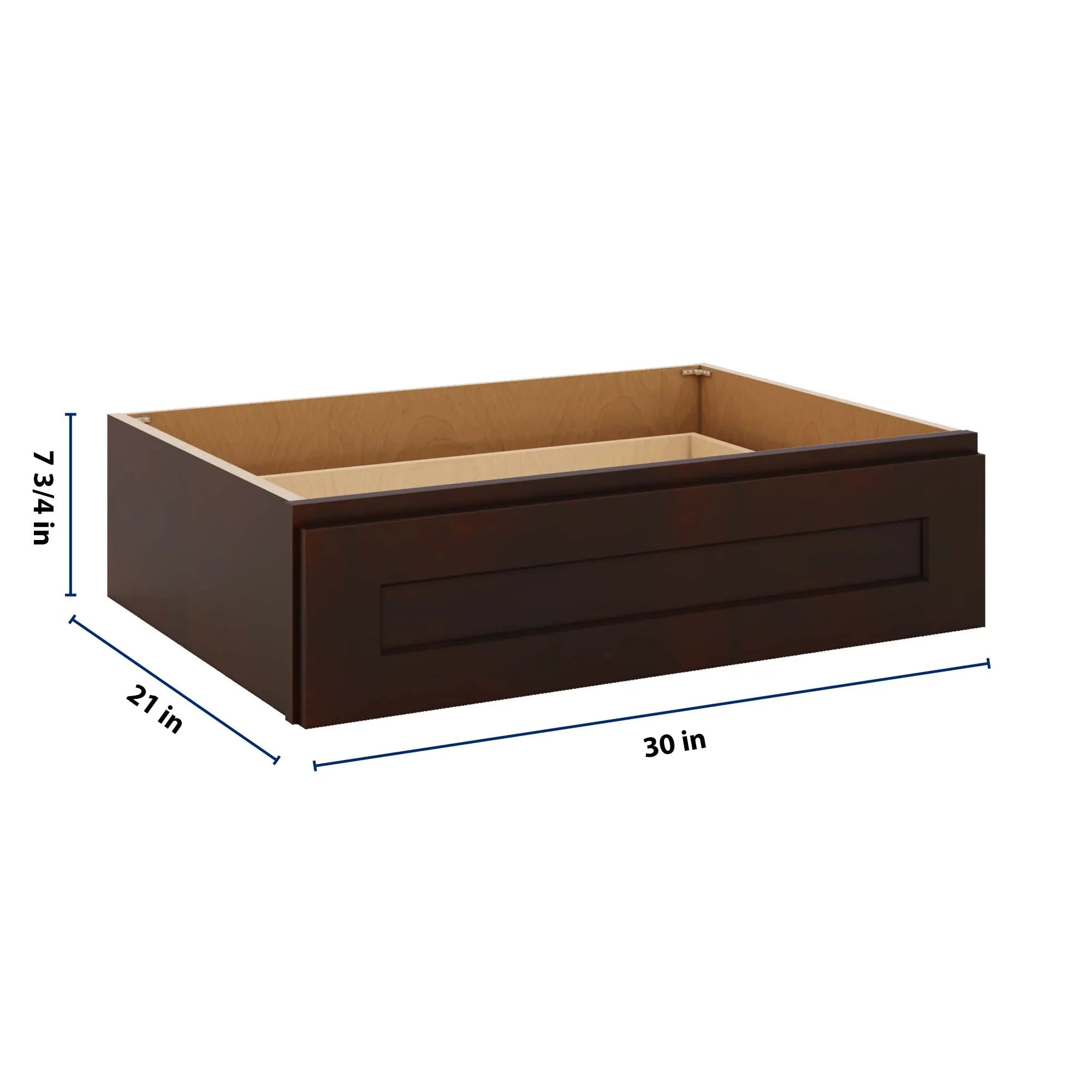 J&K Java Coffee S1 30" W x 7-1/2" H or 8-1/2" H Knee Drawer