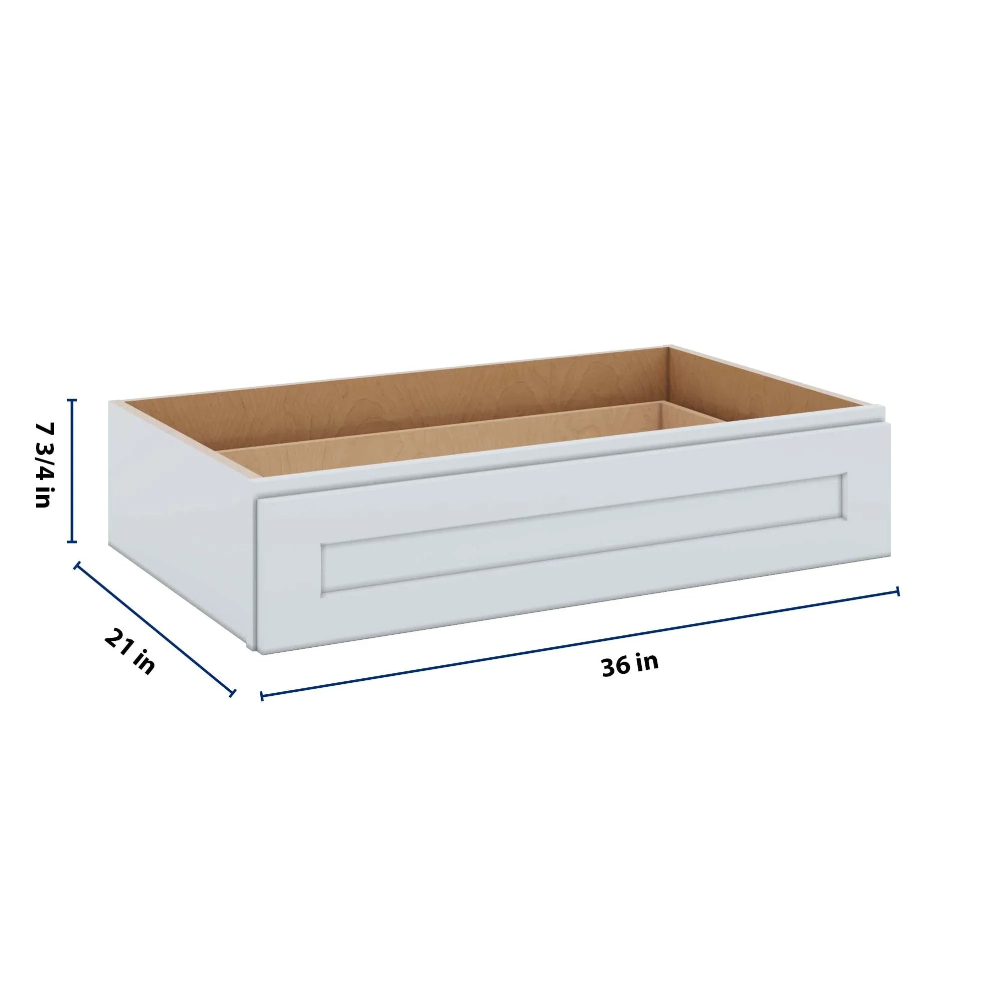 J&K White Shaker S8 36" W x 7-1/2" H or 8-1/2" H Knee Drawer
