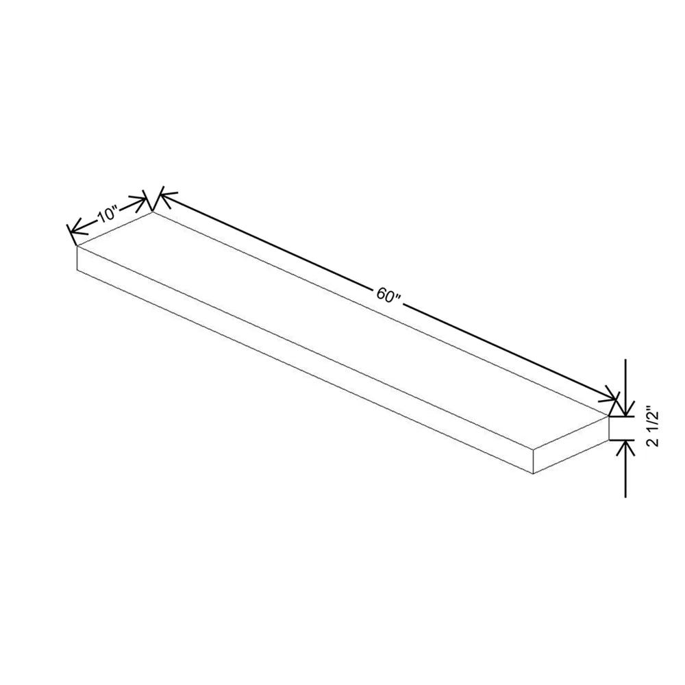 Fabuwood Illume Catalina Bianco Matte 60" W x 2 1/2" H x 10" D White Matte Floating Shelf