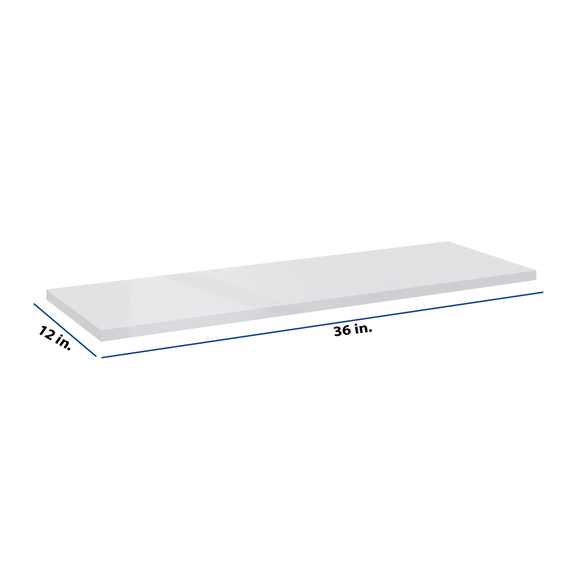 Modernform Cabinet Gloss White 36" W X 3/4" H X 12" D Floating Shelf