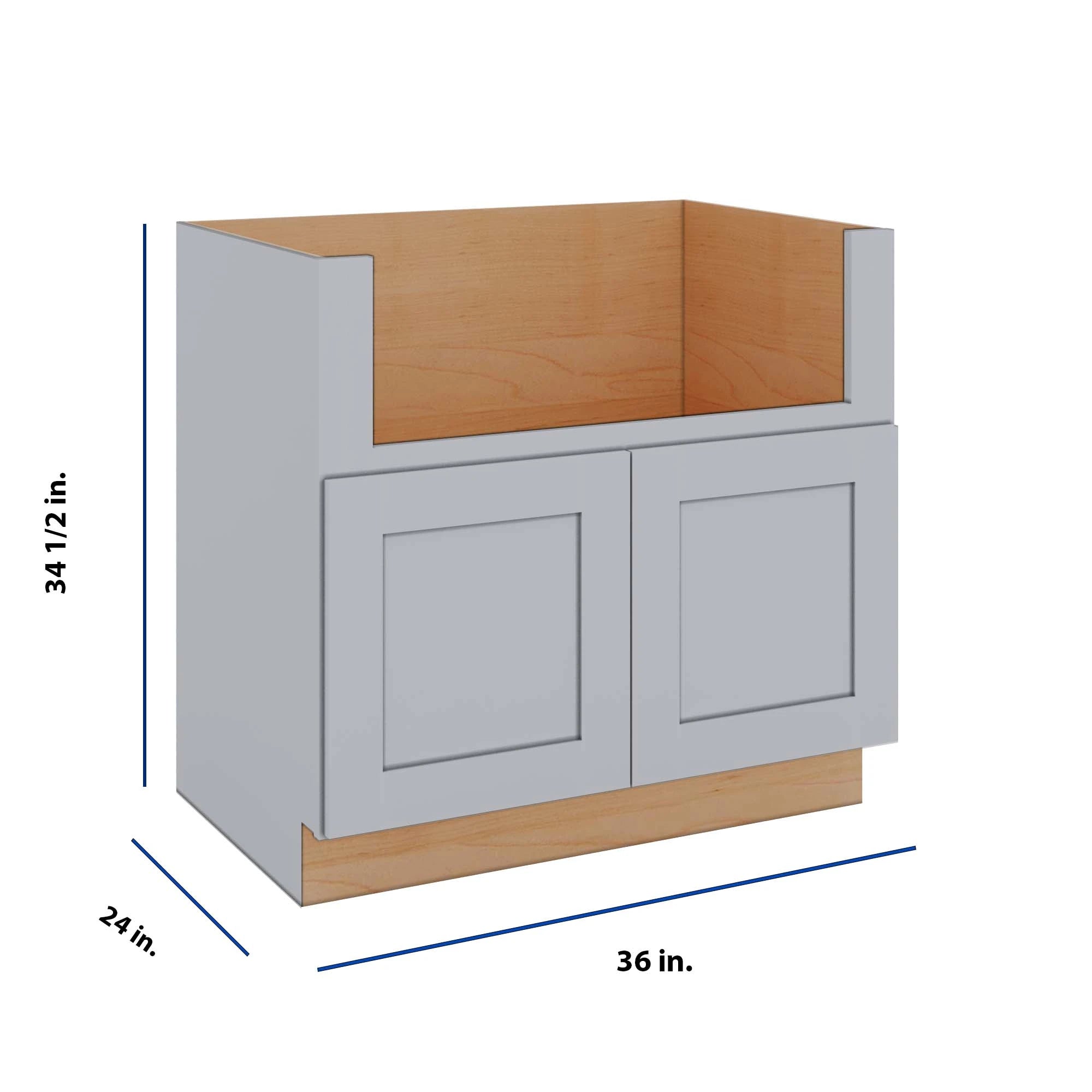 Modernform Cabinet Grey Shaker 36" W X 34 1/2" H X 24" D Farm Sink Base Cabinet