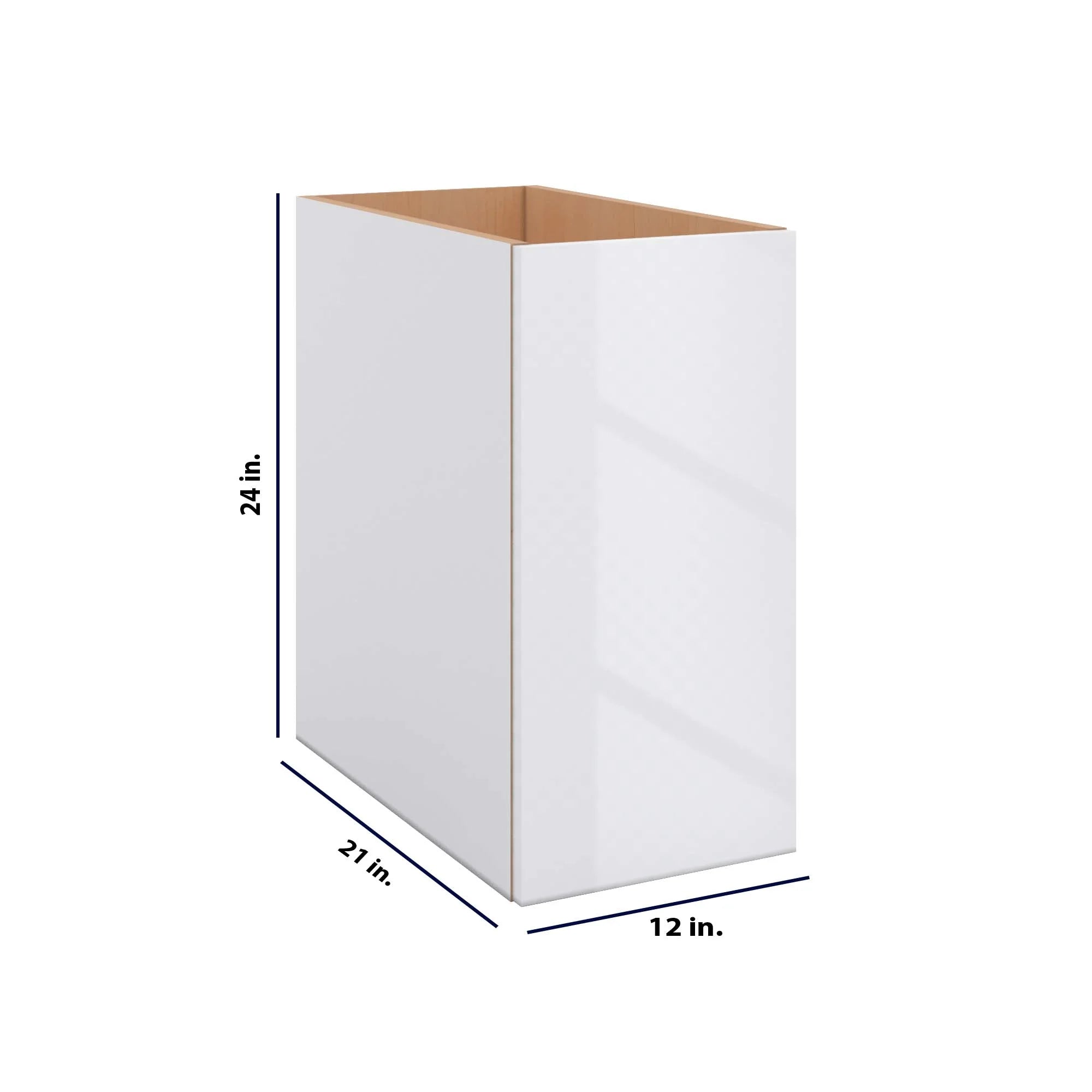 Modernform Cabinet Gloss White 12" W X 24" H X 21" D Vanity Floating Full Height Single Door Cabinet