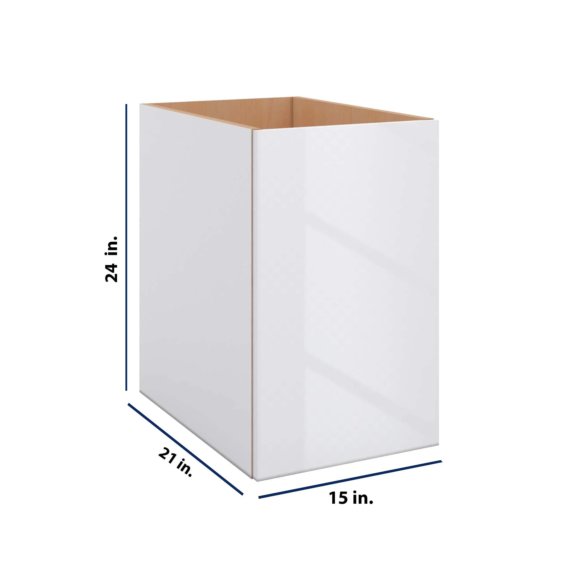 Modernform Cabinet Gloss White 15" W X 24" H X 21" D Vanity Floating Full Height Single Door Cabinet