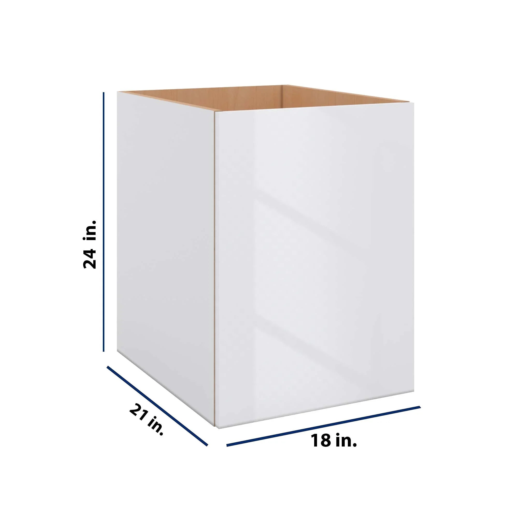 Modernform Cabinet Gloss White 18" W X 24" H X 21" D Vanity Floating Full Height Single Door Cabinet