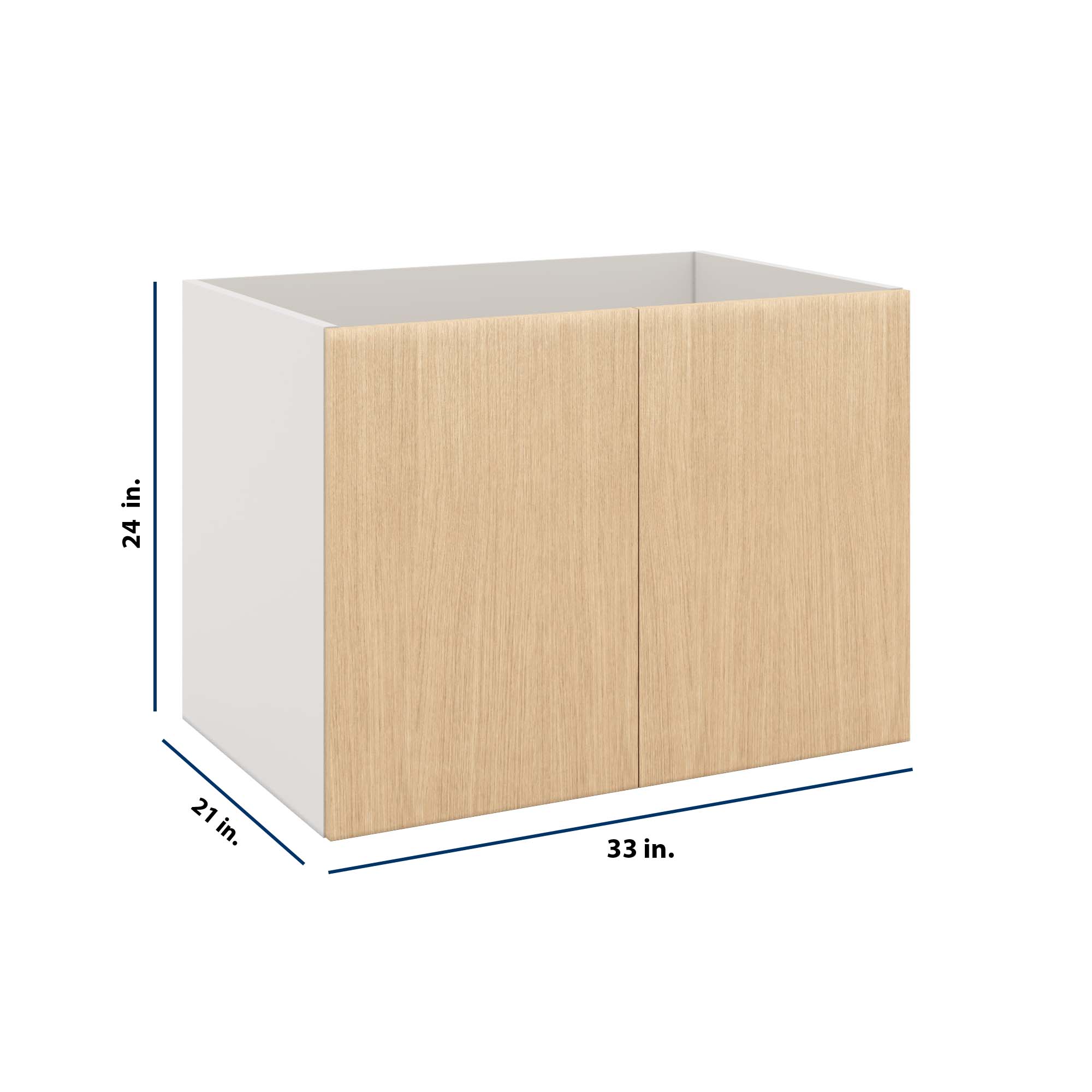 Modernform Cabinet Natural Oak 33" W X 24" H X 21" D Vanity Floating Full Height Double Door Cabinet