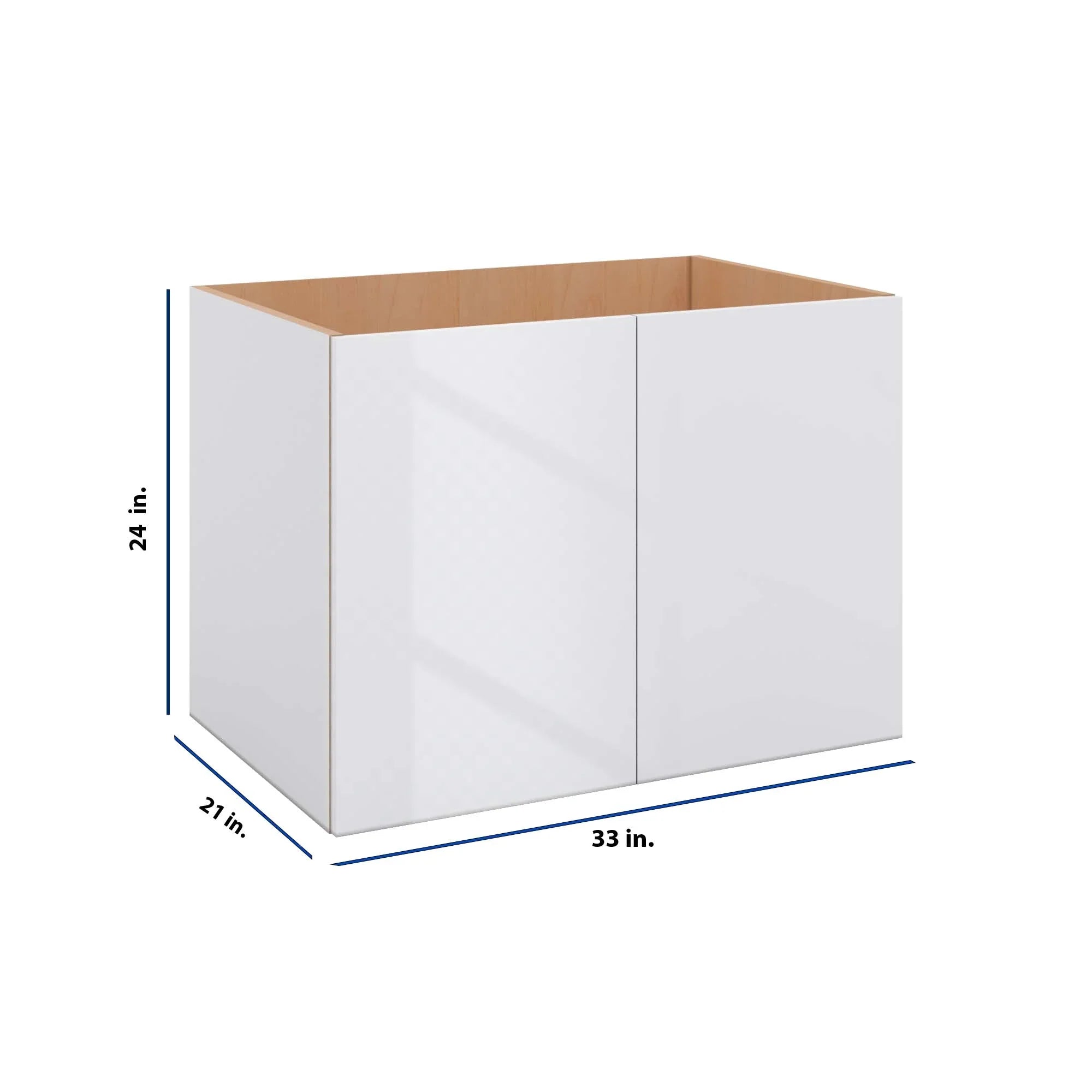Modernform Cabinet Gloss White 33" W X 24" H X 21" D Vanity Floating Full Height Double Door Cabinet