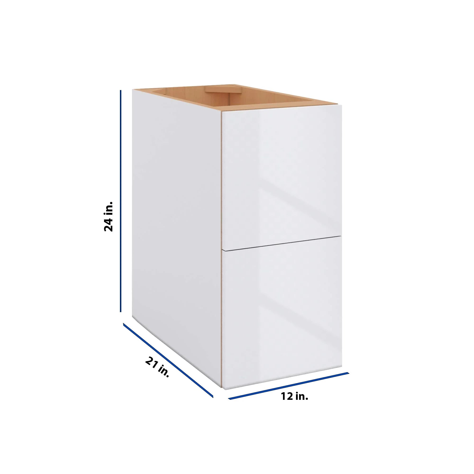 Modernform Cabinet Gloss White 12" W X 24" H X 21" D Vanity Floating Drawers Cabinet