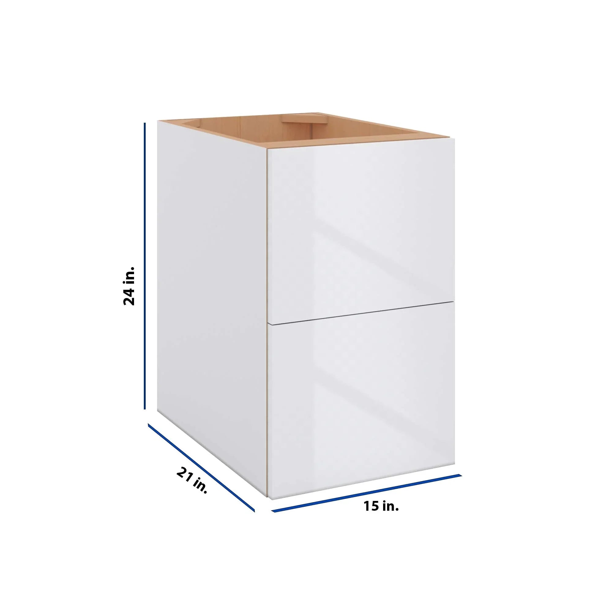 Modernform Cabinet Gloss White 15" W X 24" H X 21" D Vanity Floating Drawers Cabinet