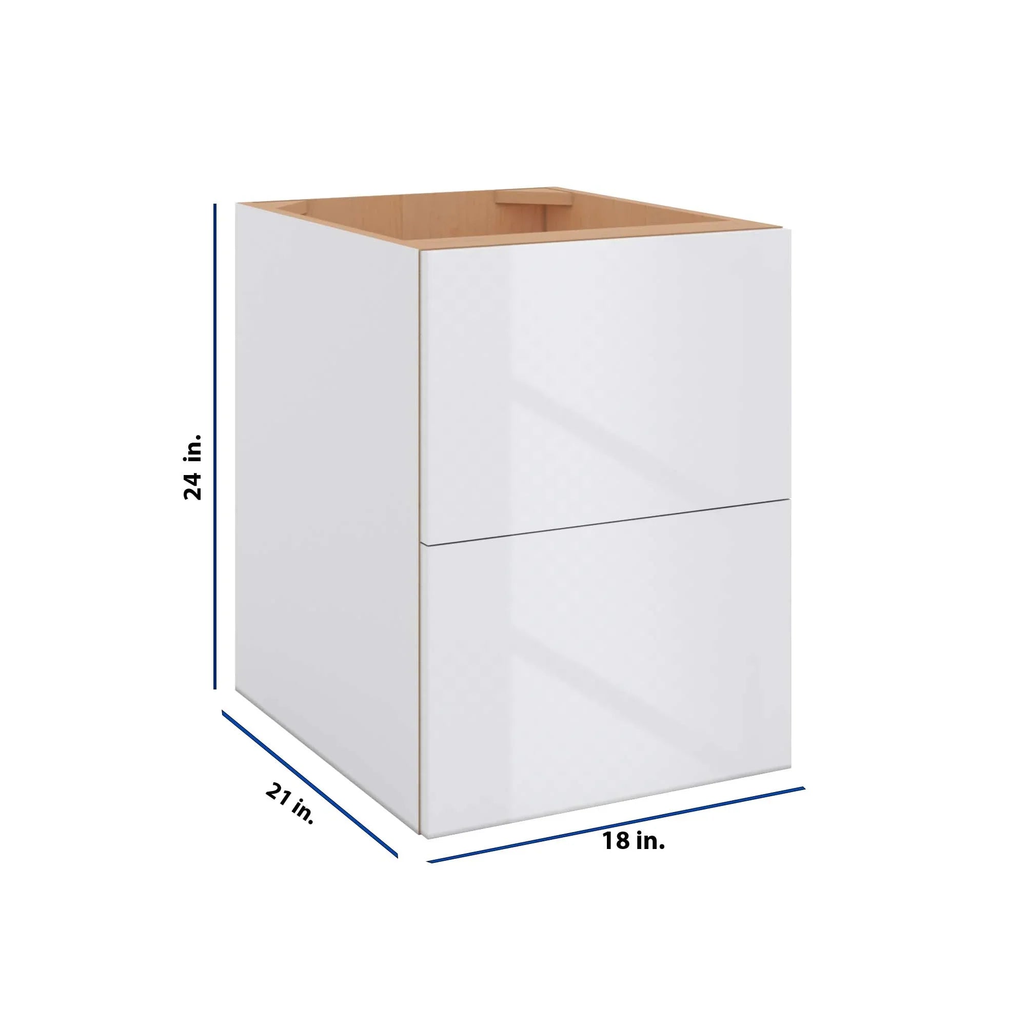 Modernform Cabinet Gloss White 18" W X 24" H X 21" D Vanity Floating Drawers Cabinet